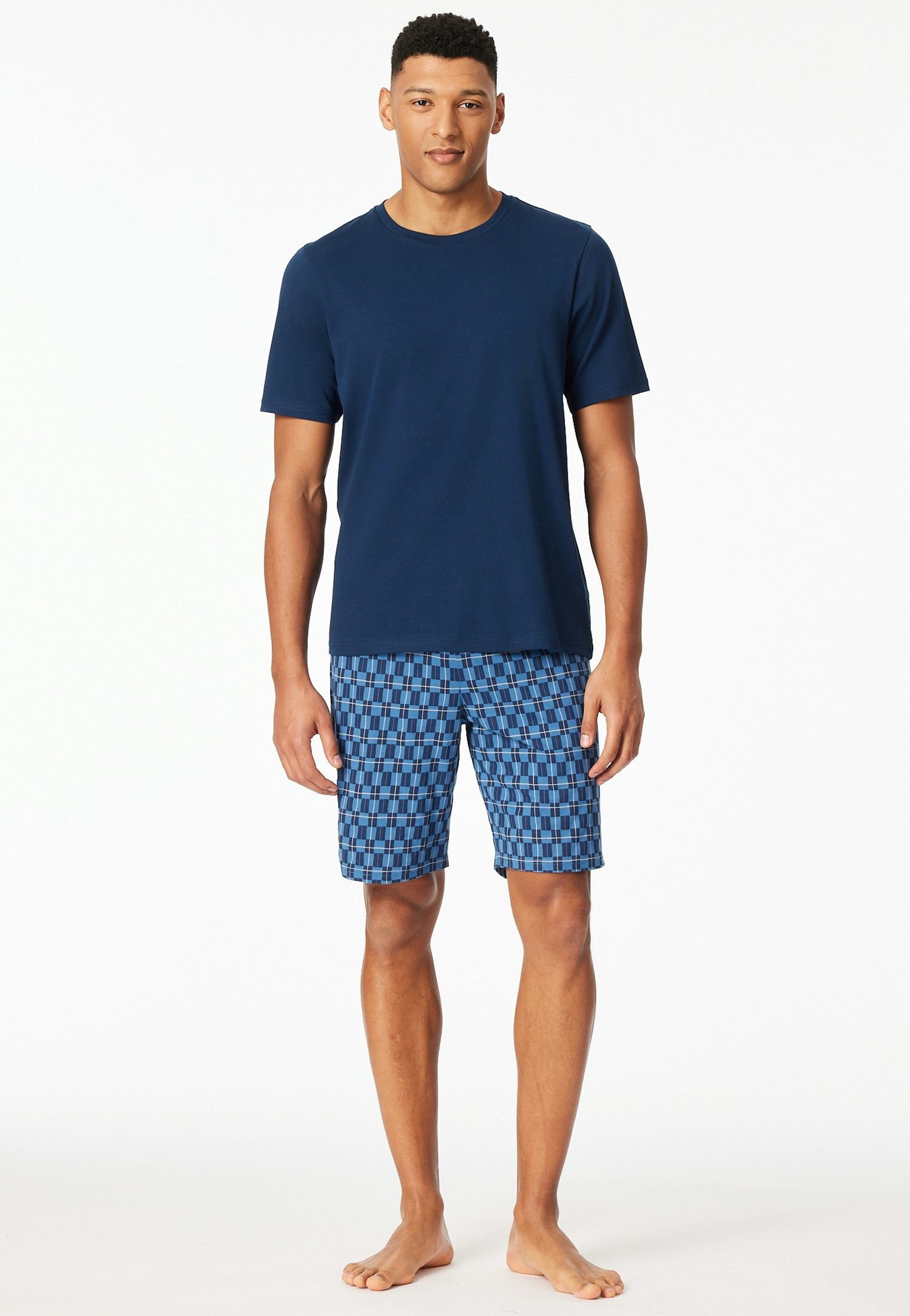 Schiesser Shorty Casual Essentials (2 tlg) mit unifarbenem Oberteil und gem günstig online kaufen