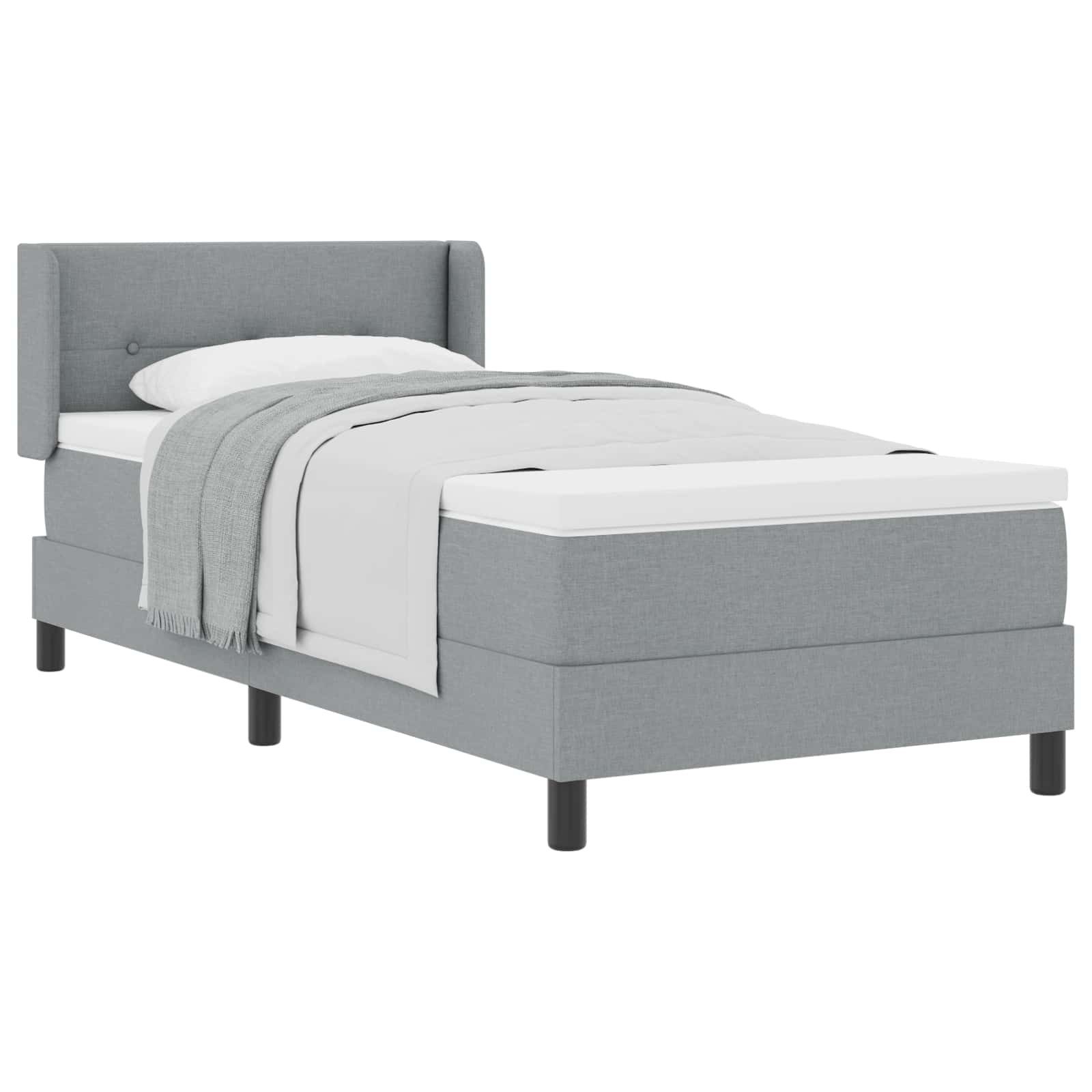 Bett Boxspringbett mit Kopfteil Hellgrau 190 x 90 cm Stoff