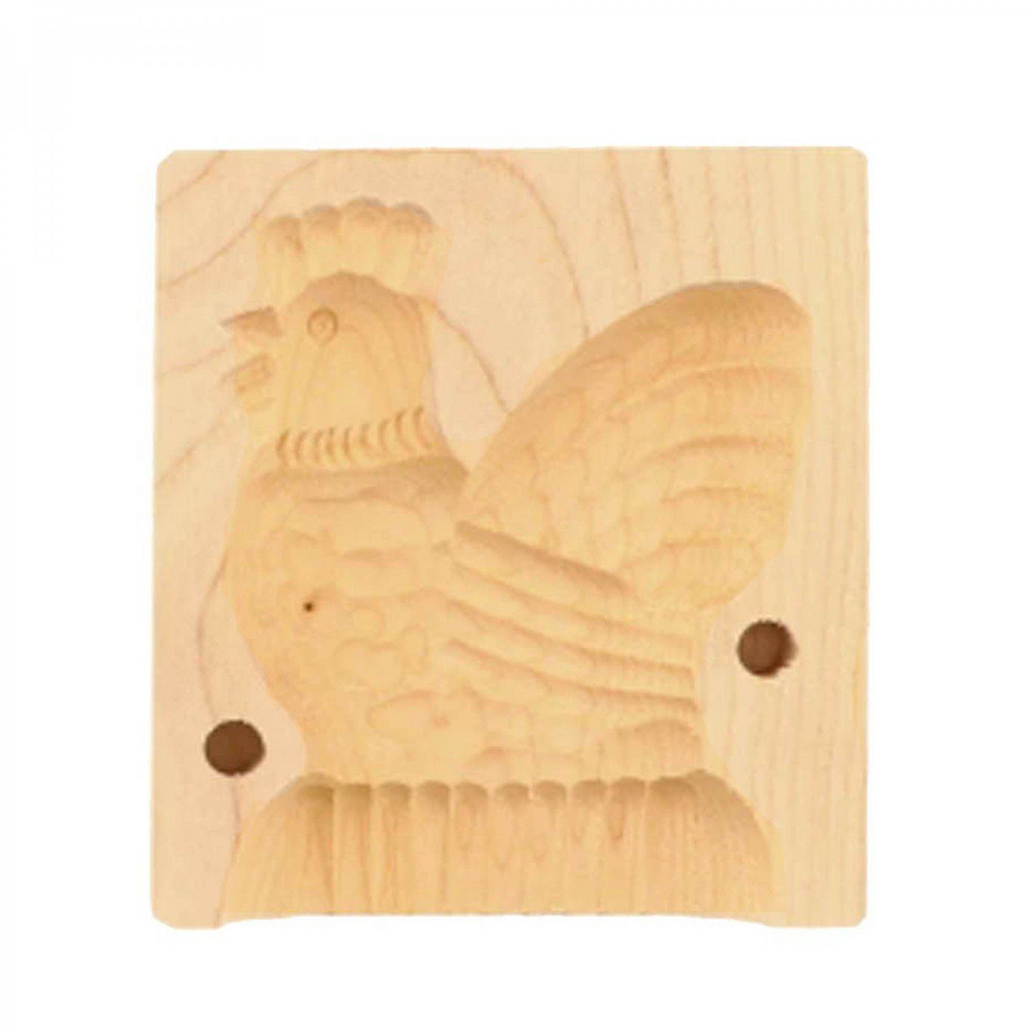 mitienda Servierplatte Butterform aus Holz mit Tiermotiv Hahn, 2-teilig | Servierplatten