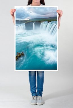 Sinus Art Poster 90x60cm Poster Godafoss Wasserfall Island