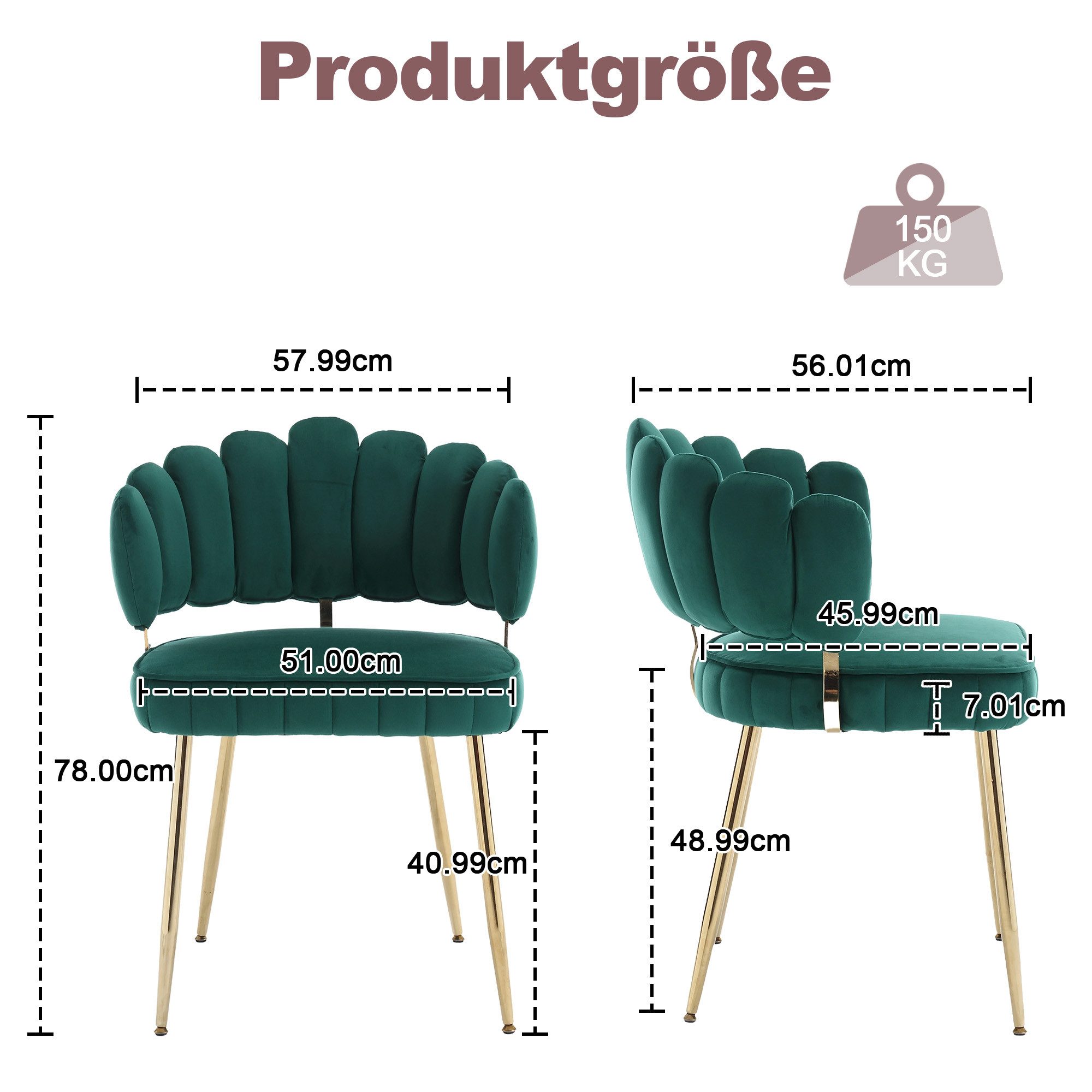 LVHOM Esszimmerstuhl Set mit goldenen Metallbeinen, günstig online kaufen