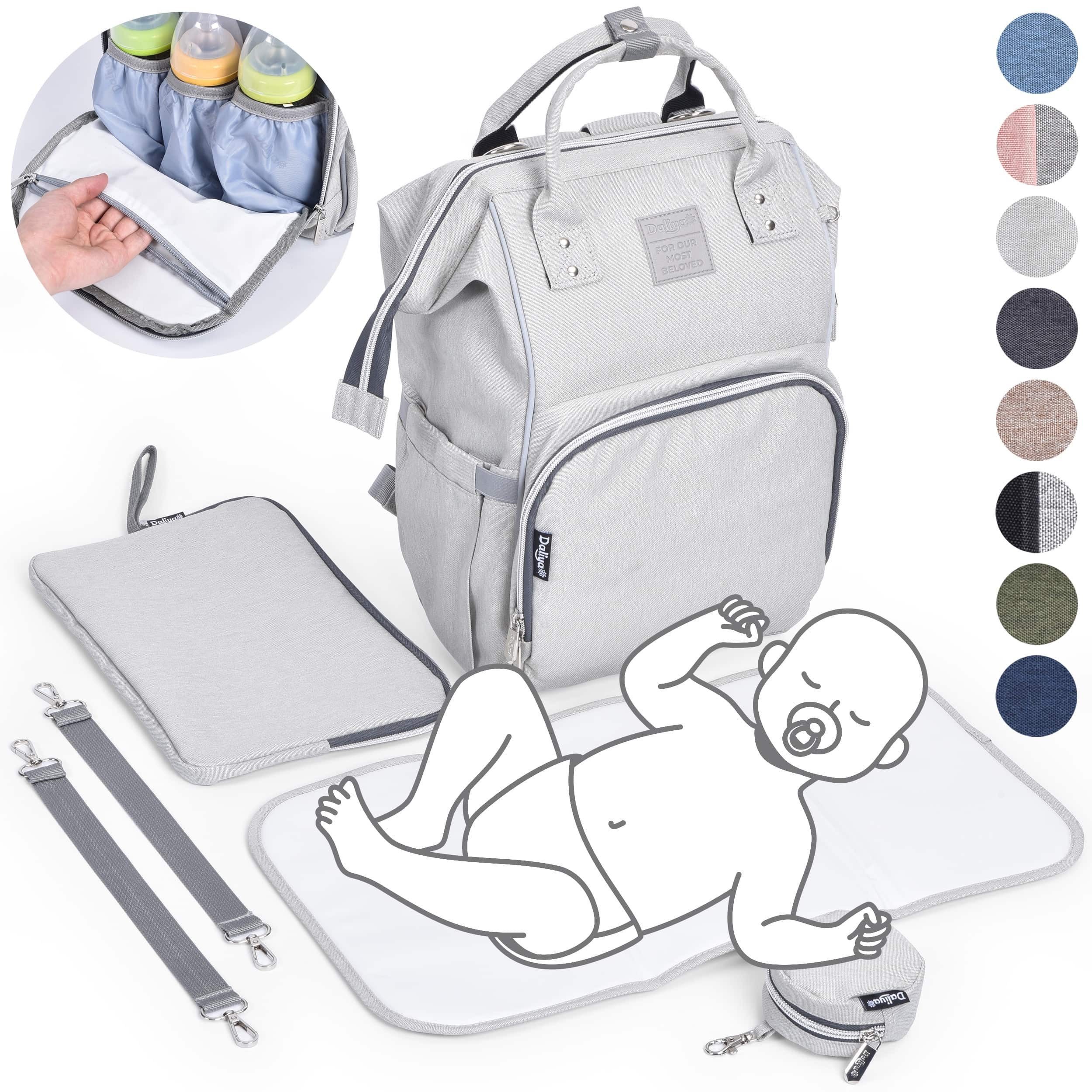 Daliya® Wickeltasche PAKMI Wickelrucksack, Kinderwagentaschen, Mamabag (Set, 5-tlg., Befestigungsriemen), Thermofächer, Schnuller Aufbewahrung, Wickelunterlage, hochwertig