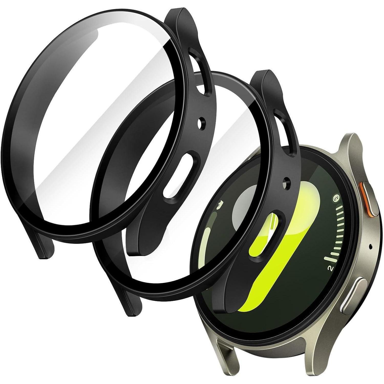 LuxusKollektion Smartwatch-Hülle Schutzhülle mit gehärtetem Glas für Samsung Galaxy Watch 7 44mm, 2er