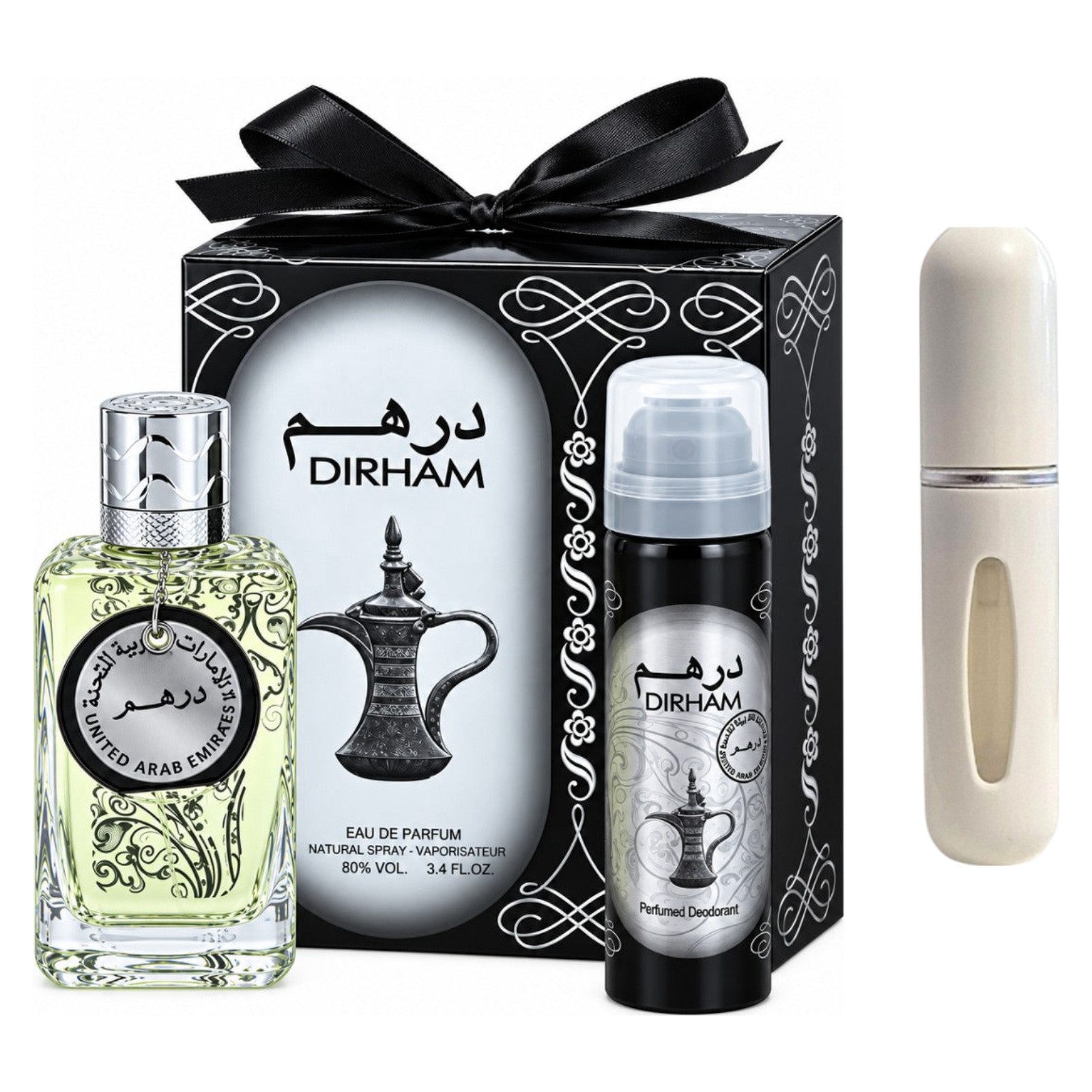Ard Al Zaafaran Duft-Set Dirham Silber EDP – Orientalisch Frisch Blumig + Parfümzerstäuber