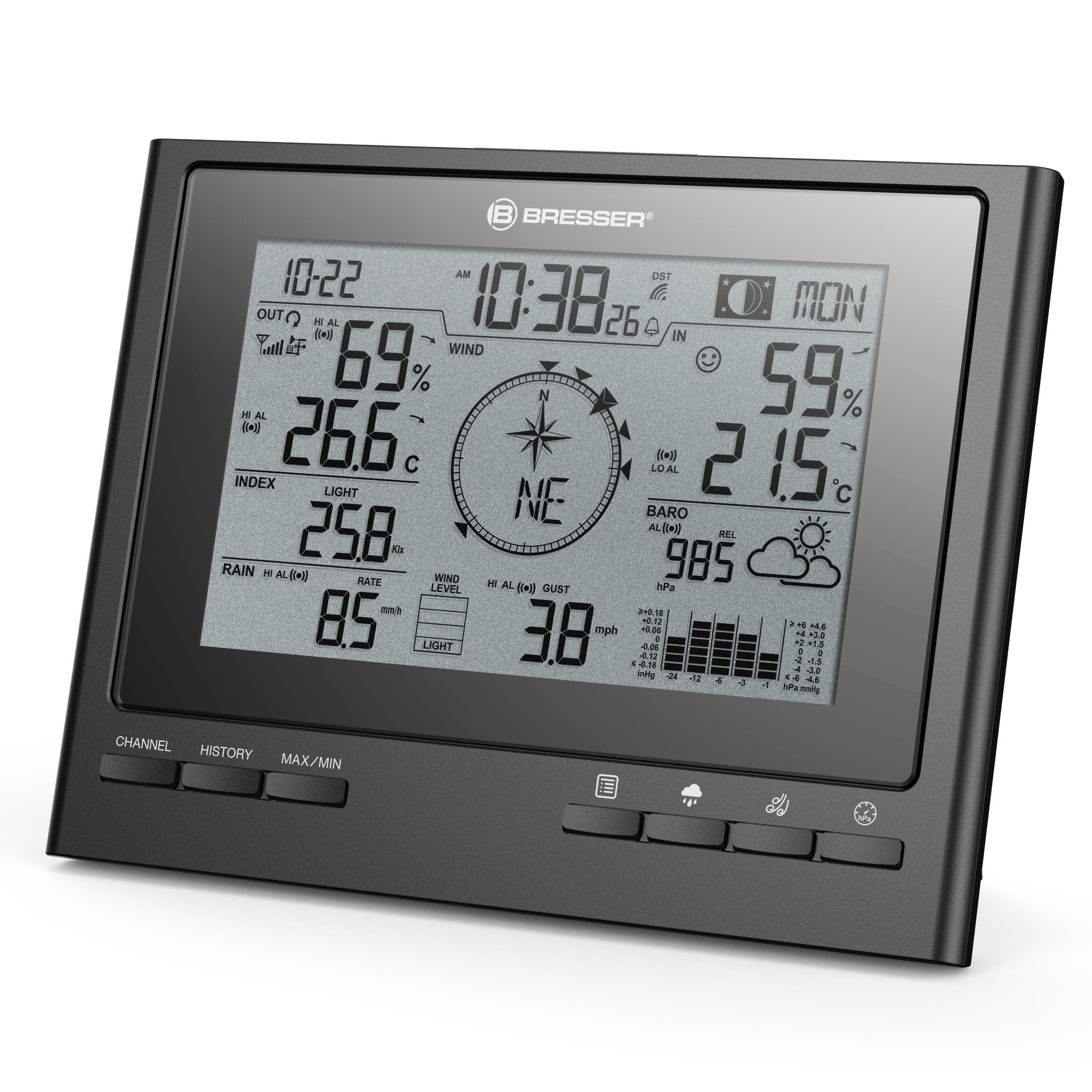 BRESSER Wetter Center ClimateScout Basisstation - schwarz Wetterstation