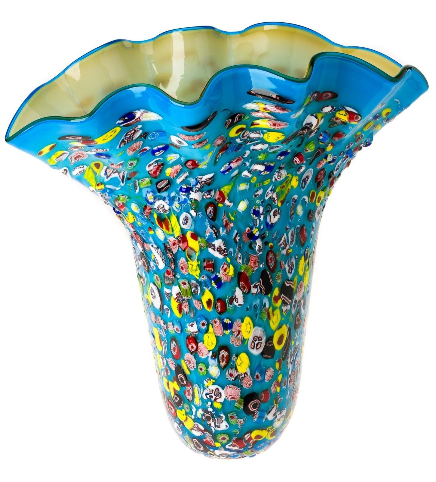 Glasvase Blumenvase Glas im Murano Antik Stil Höhe 30cm Vase Bunt 