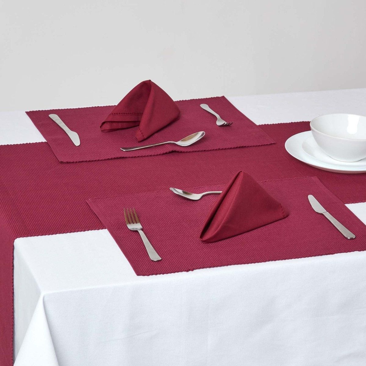 Homescapes Platzset Tischset weinrot im 2er-Set – 30 x 45 cm, 100% Baumwoll günstig online kaufen