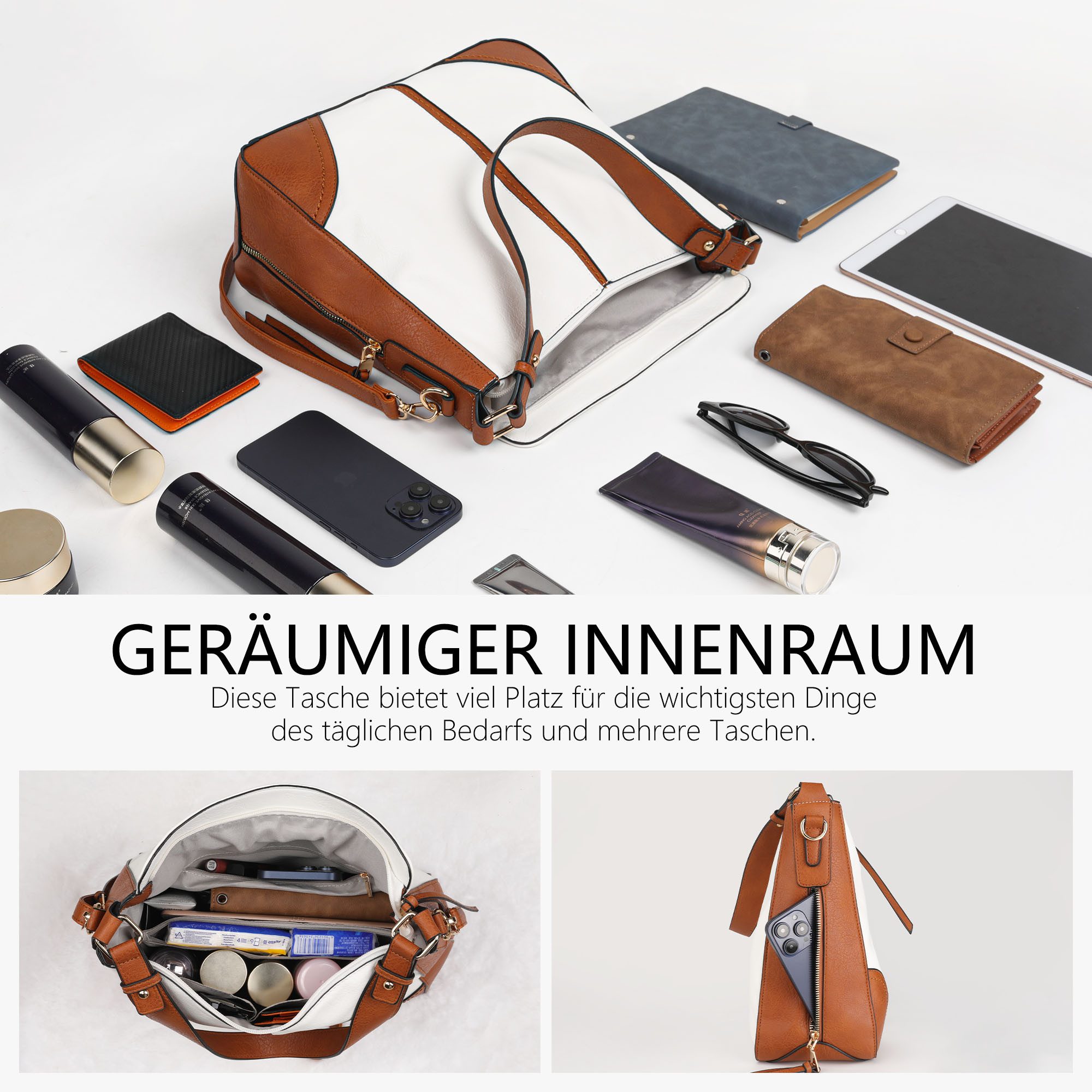 TAN.TOMI Umhängetasche Handtaschen Damen Mittelgroß Schultertasche Hobo Taschen, Crossbody Purse and Handbags Ladies Chic Shoulder Bags – Bild 3 von 5