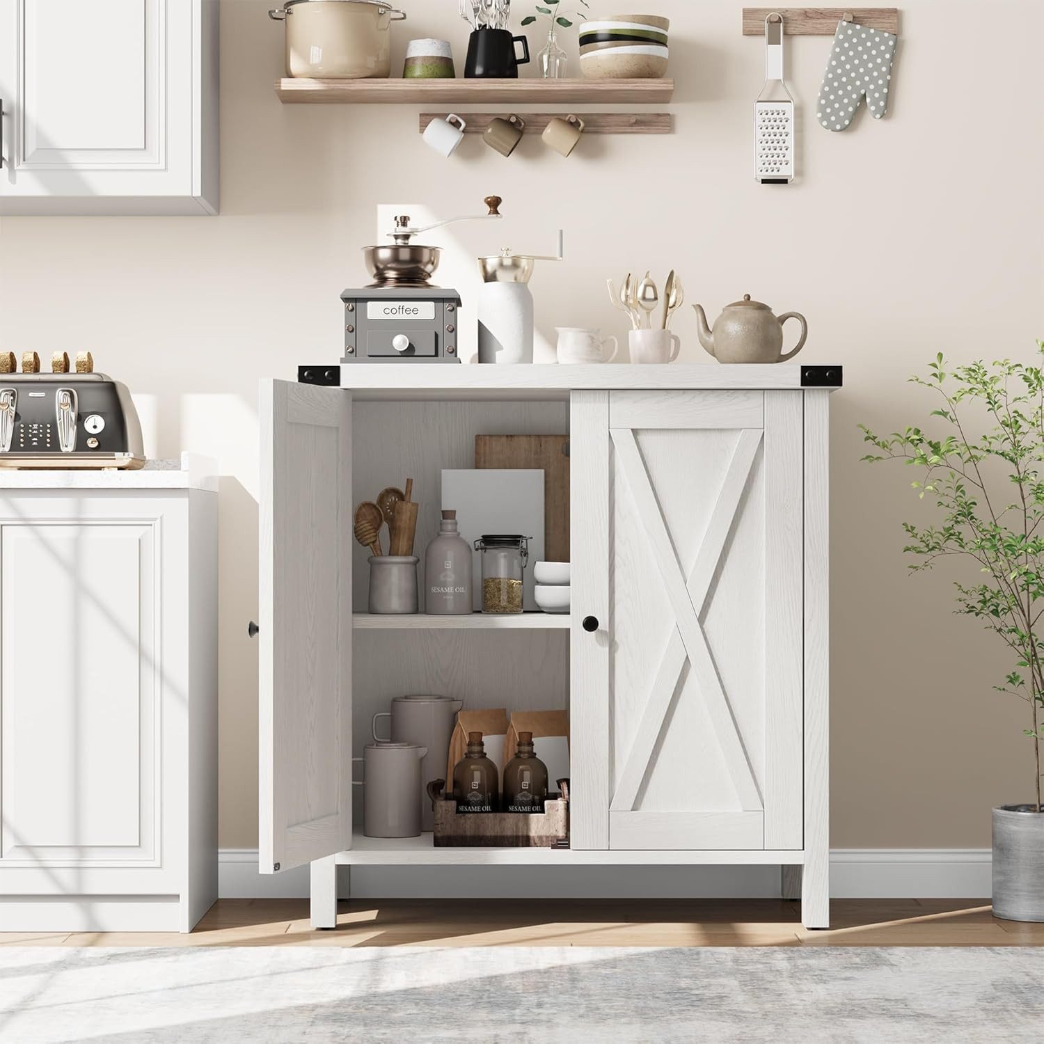 GarveeMore Buffet Sideboard mit 2 Türen Küchenschrank Aufbewahrungsschrank günstig online kaufen