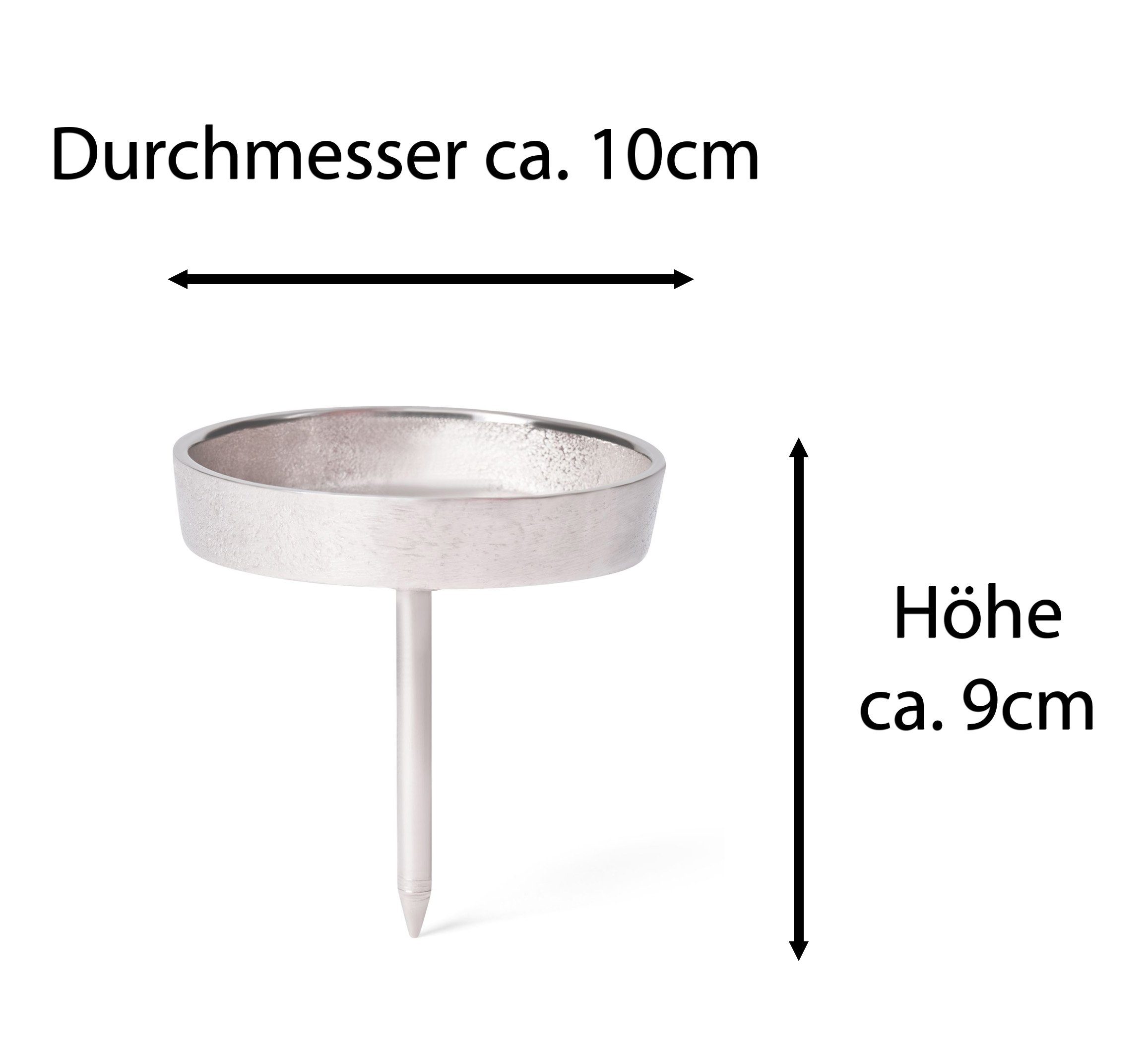 Alu Kerzenständer Flach 4x (Spar-Set, - 4 Alu Novaliv Kerzenpicks), cm St., 4x 10 10 Flach Alu Silber cm