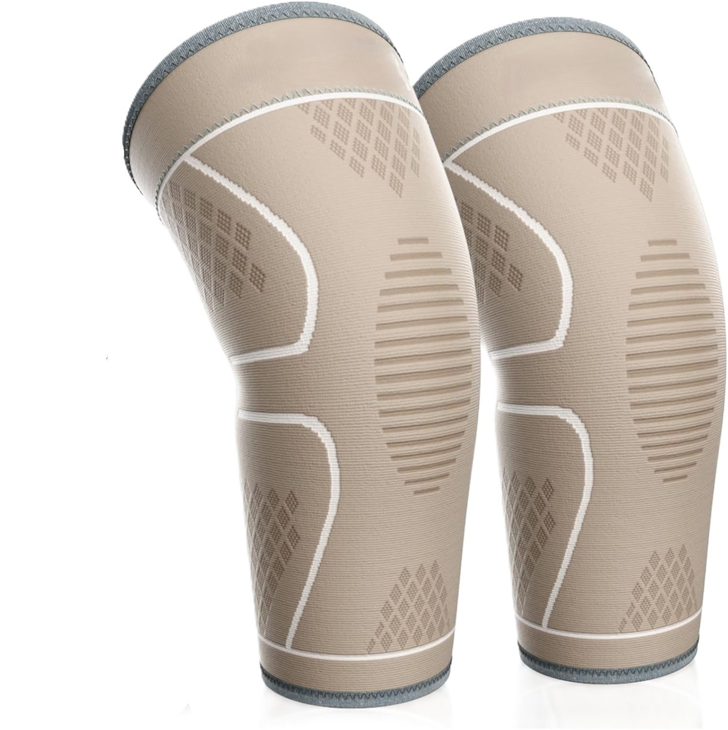 NEENCA Kniebandage 2er Set für Damen & Herren, Kompression, Knieschützer, Sport, ACL (Kompressions-Kniebandage, Sport & Alltag, Unisex, links/rechts verwendbar, 2er Pack Haut-farbene Kniebandage für optimale Stabilität), Kniebandage Sport Alltag, lindert