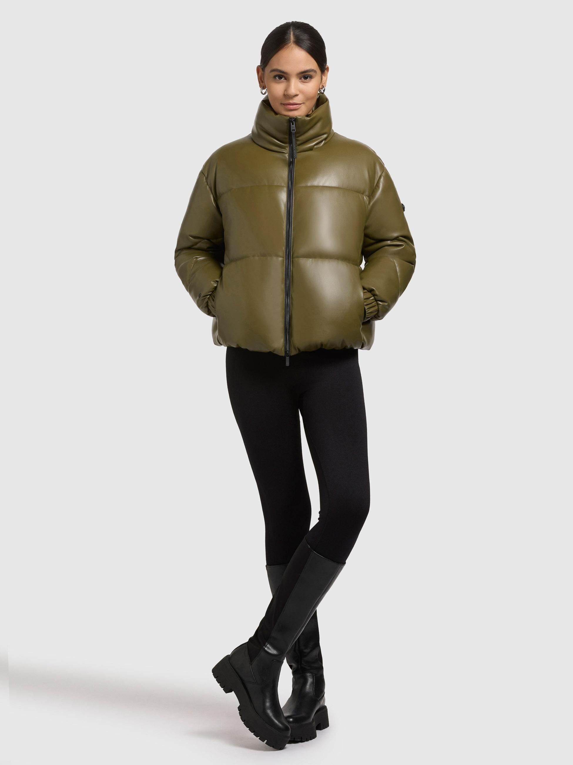 khujo Steppjacke Khalia Gesteppte Damen Winterjacke in Lederoptik