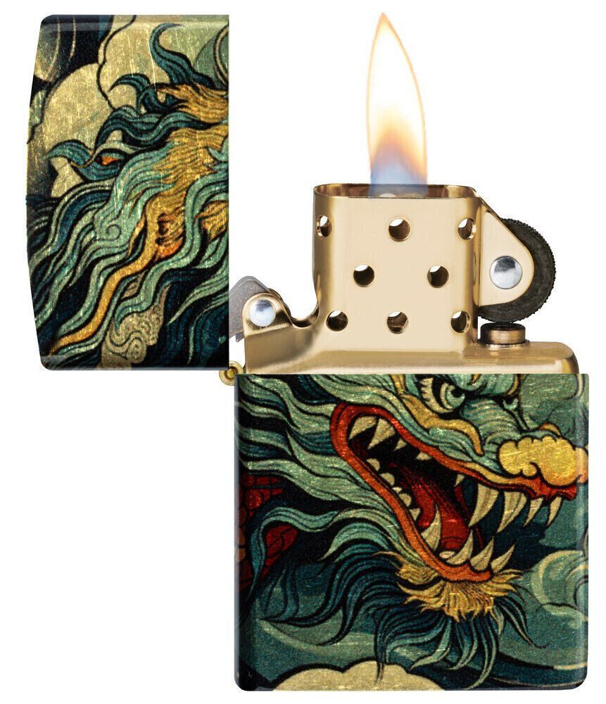 Zippo Feuerzeug 540° Premium Colourful Drache Dragon, mit schöner Geschenkbox als Geschenkidee