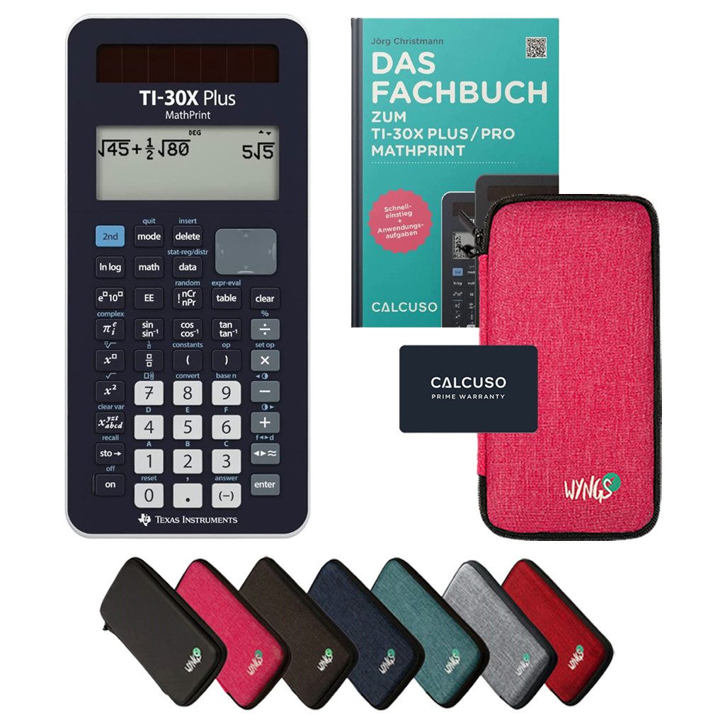 Texas Instruments Taschenrechner TI-30X Plus MathPrint inkl. Schutztasche Pink & Fachbuch