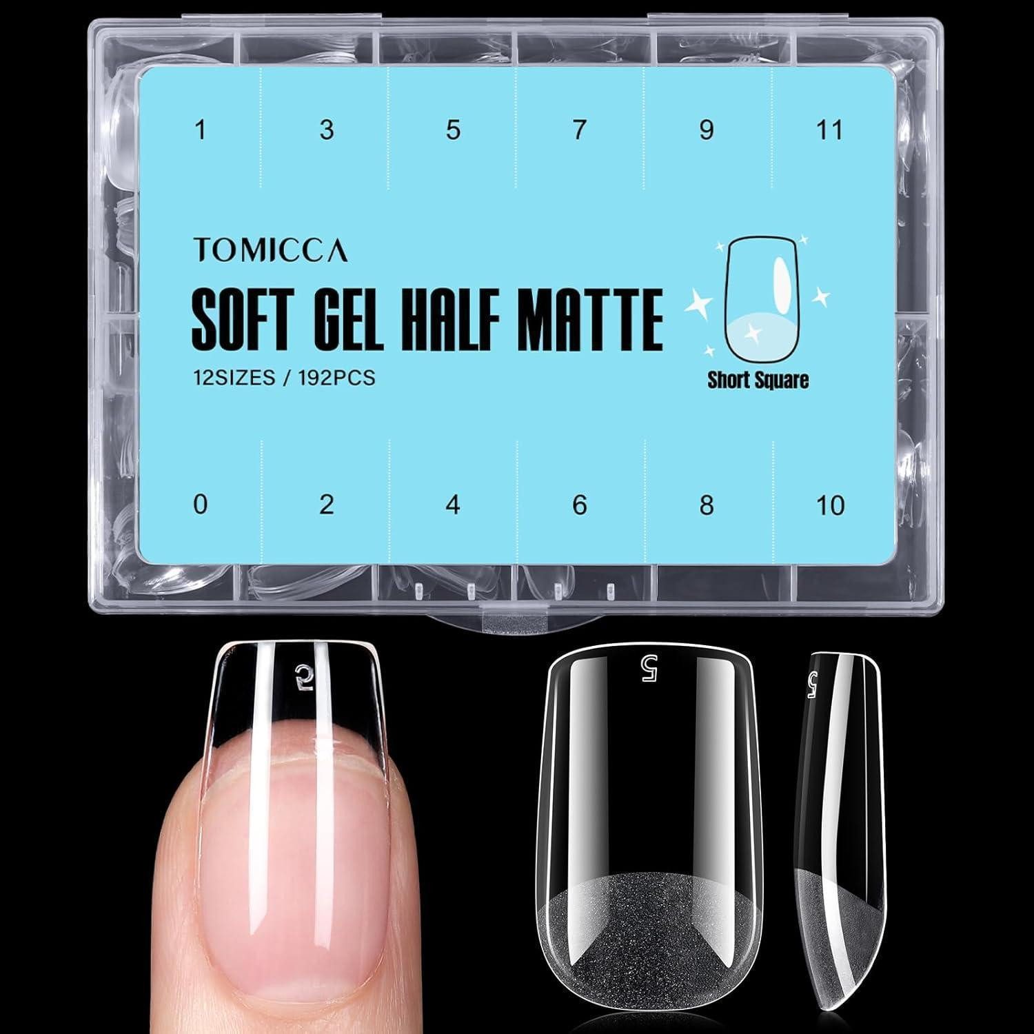 LuxusKollektion Kunstfingernägel Nageltips 192 Stück Gel Fullcover Nagelspitzen DIY 12.Quadrat Kurz