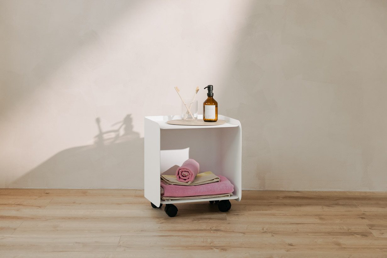 Metallbude Rollcontainer JUNO, variabel nutzbar als Beistelltisch, Nachttisch oder Organizer
