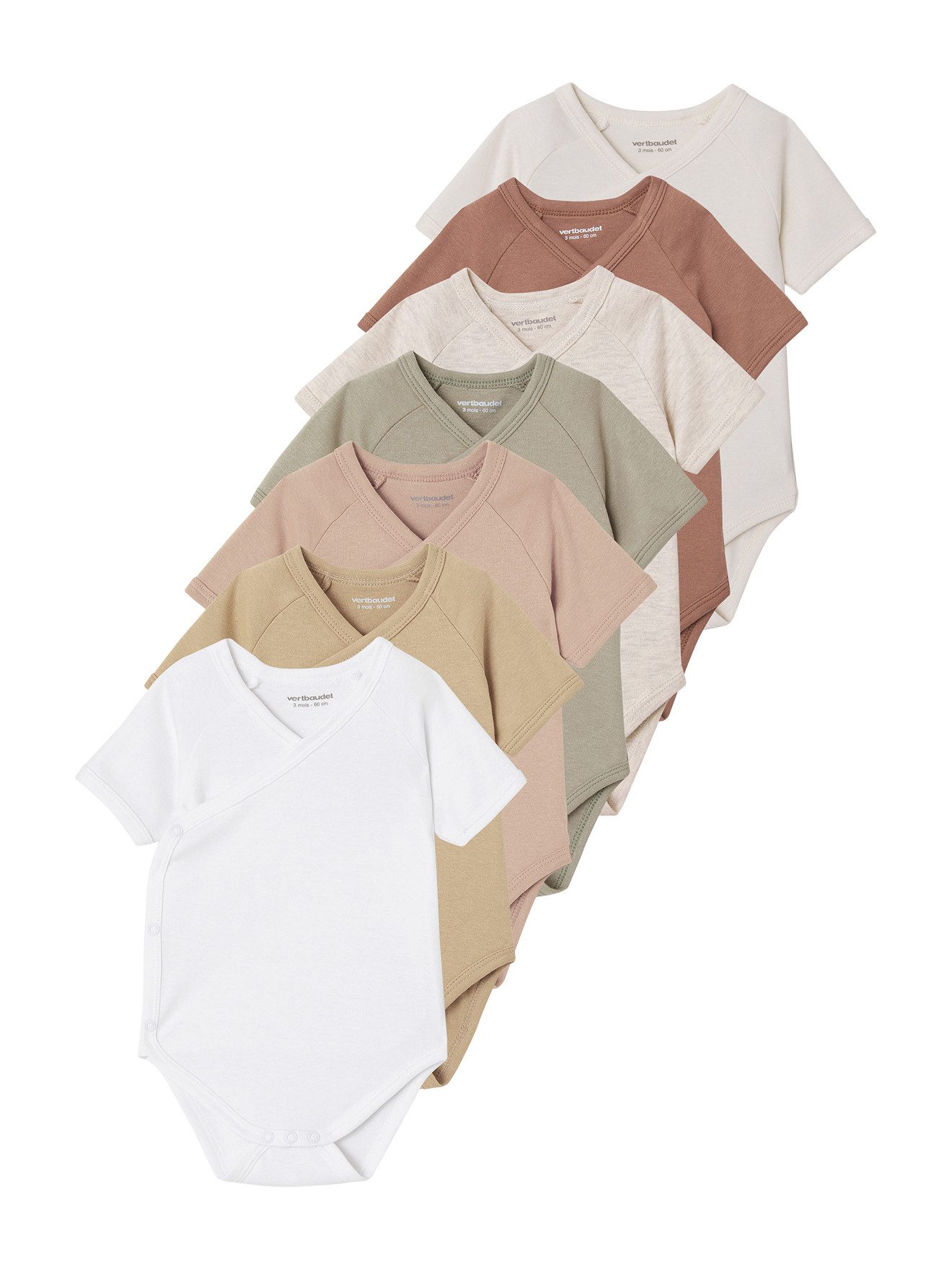 vertbaudet Kurzarmbody Baby Wickelbodys BASICS 7er-Pack