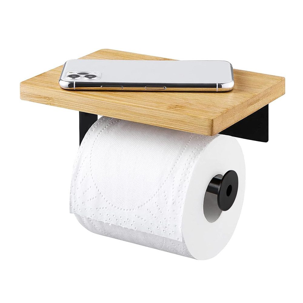NUODWELL Toilettenpapierhalter Toilettenpapierhalter ohne Bohren mit Bambus günstig online kaufen
