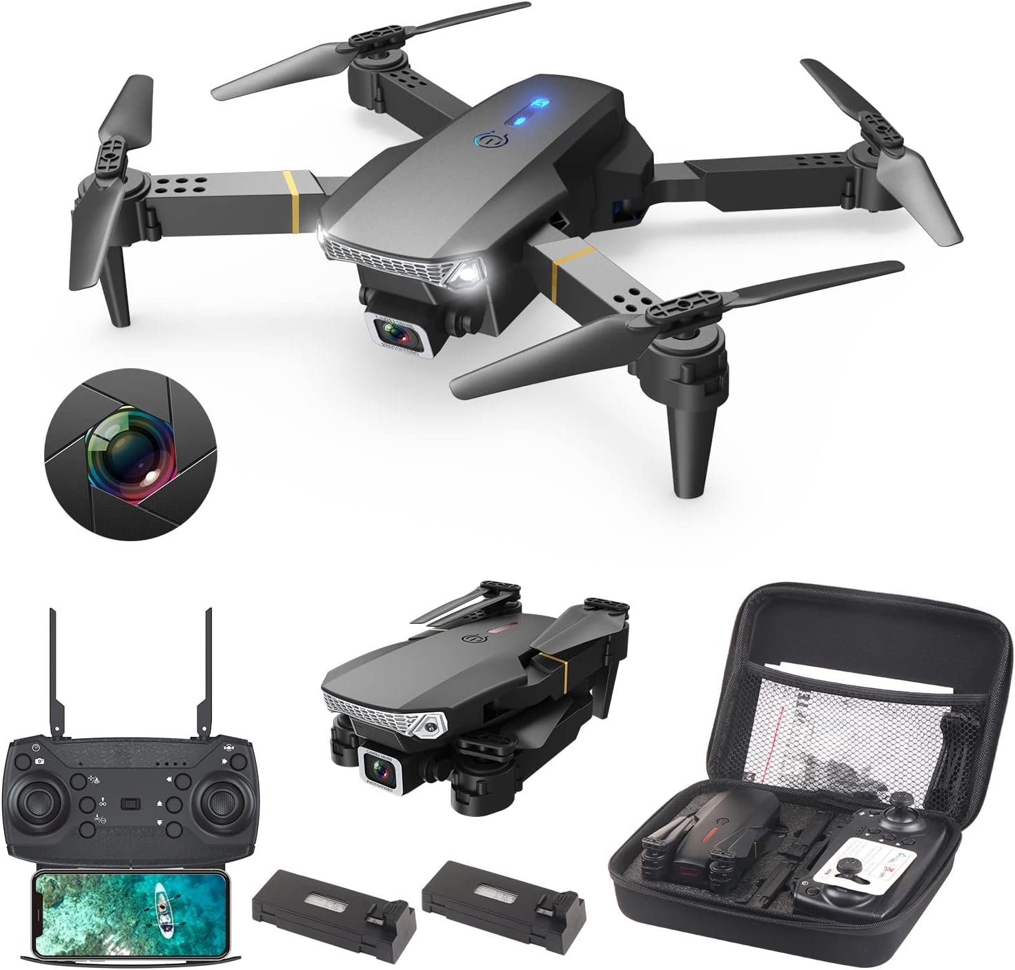 Wipkviey Drohne (Drohne mit Kamera, Faltbar, FPV, 2 Batterien, Gravity Control)