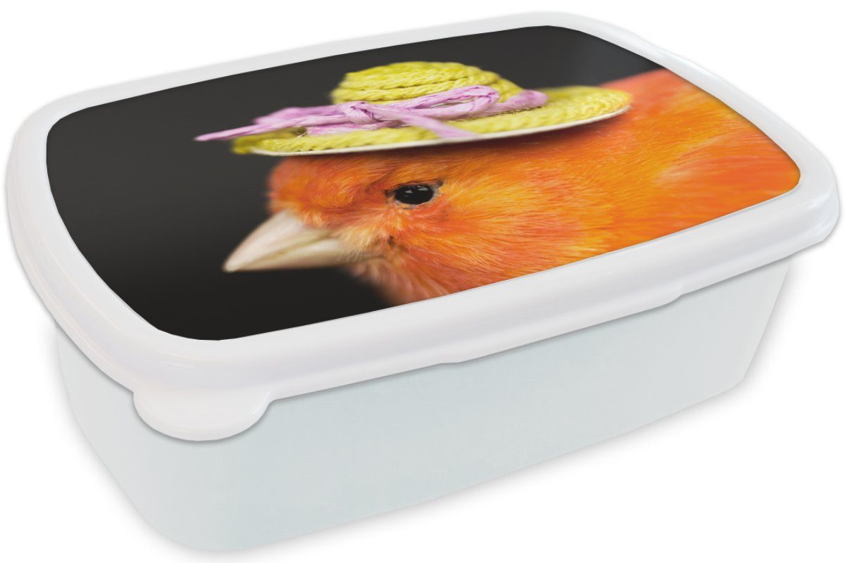und Jungs Kinder Lunchbox für Orange, Mädchen Vogel für Hut weiß Brotdose, (2-tlg), und Brotbox - - Erwachsene, MuchoWow Kunststoff,