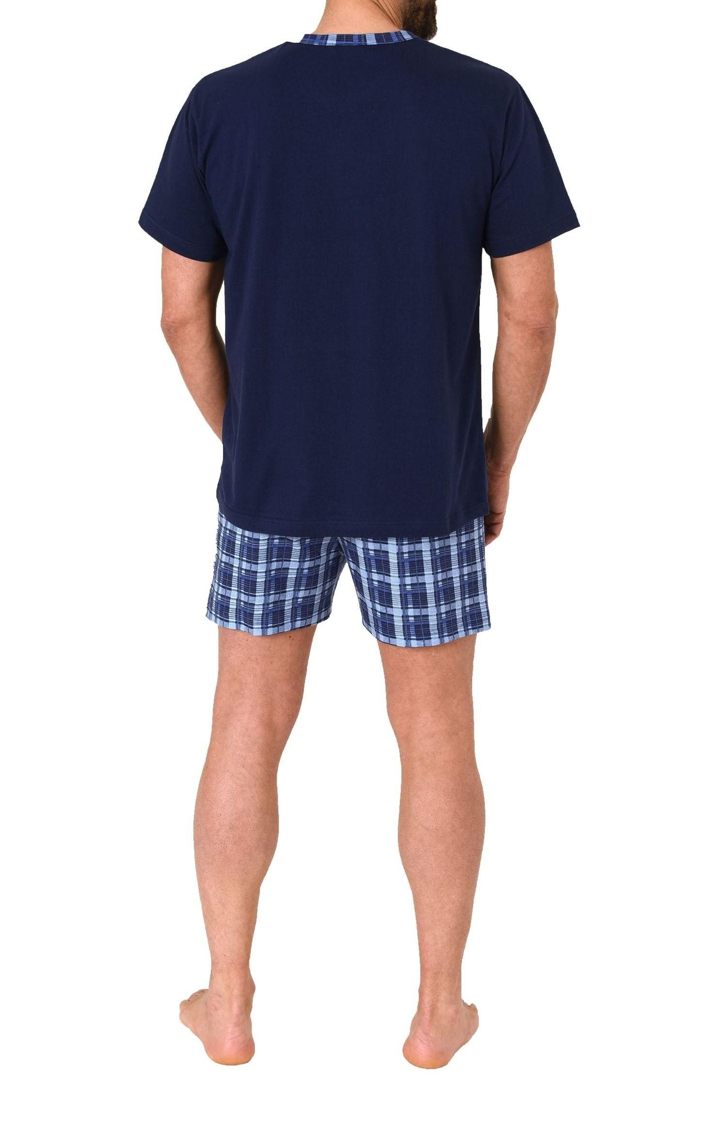 Normann Pyjama Normann Herren kurzarm Schlafanzug Shorty Pyjama Hose in Karo Optik – Bild 4 von 5