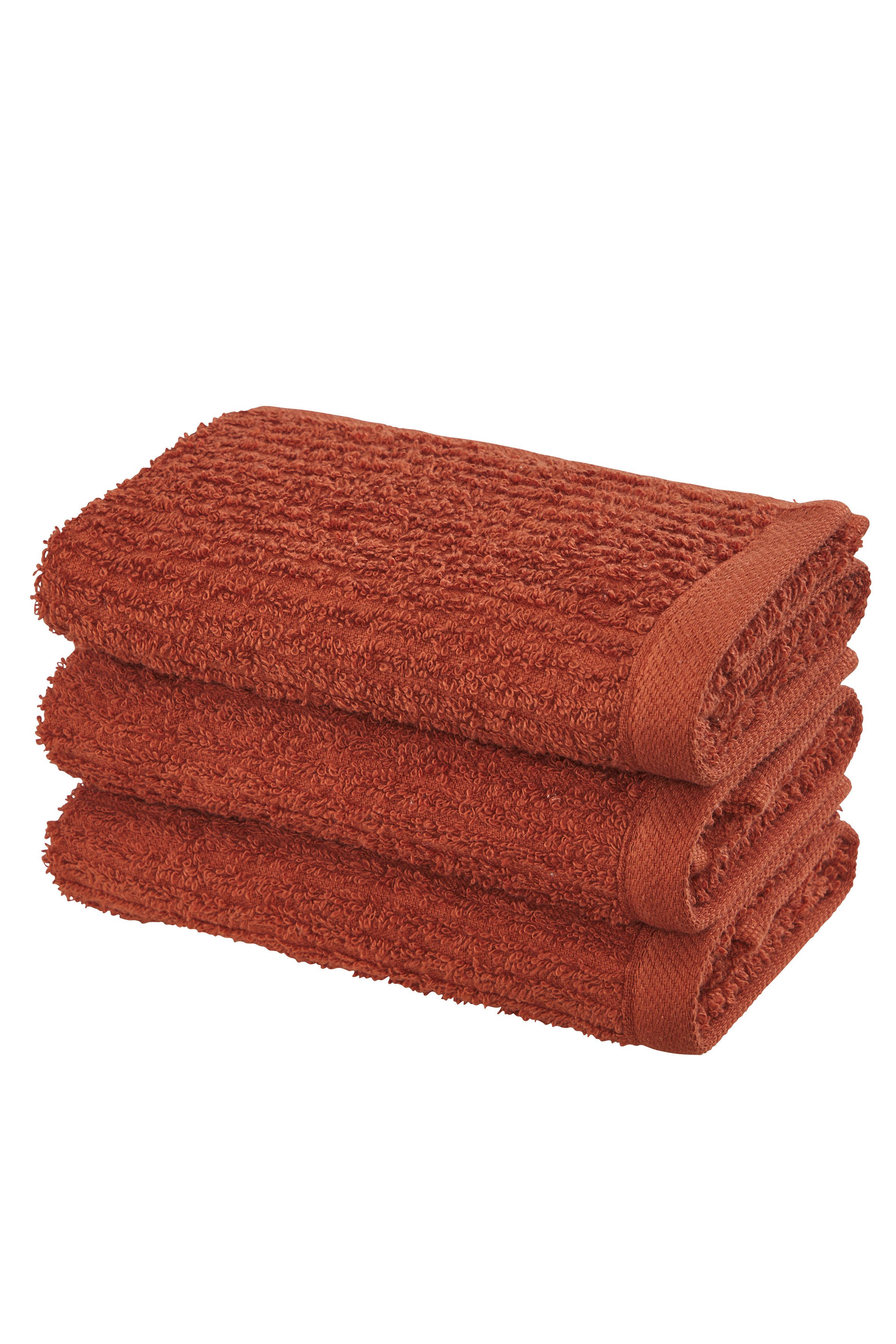 OTTO home Gästehandtücher Riva, 30x50, Premium Handtücher, 500 gr/m², Webfrottier (3-St), Hoch-Tief-Struktur, Streifen, weich, 5 Jahre Garantie