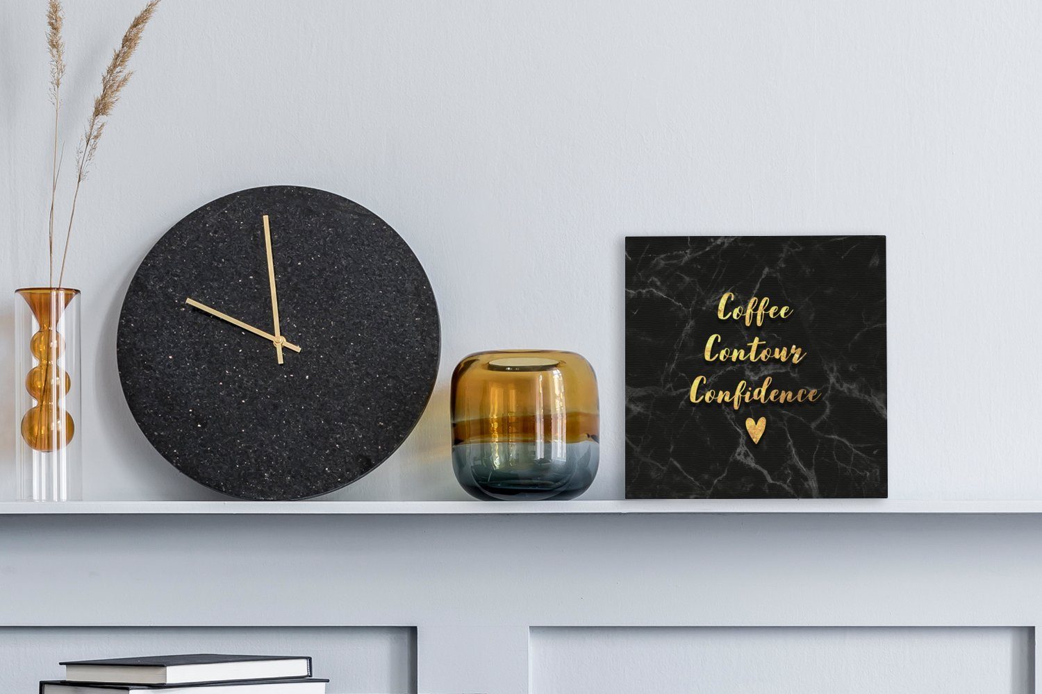 Marmor, Leinwand für (1 Zitat - St), - Schlafzimmer Bilder Leinwandbild Wohnzimmer Gold OneMillionCanvasses® Kaffee -