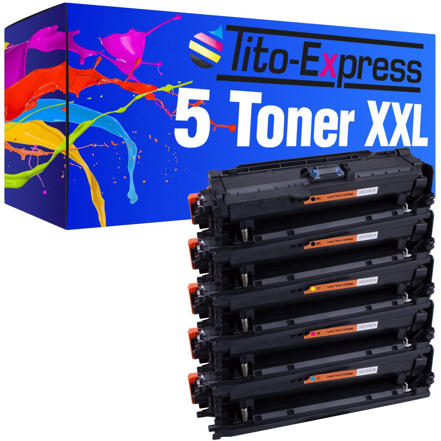 Tito-Express Tonerpatrone 5er Set ersetzt HP CE260X HP CE261A HP CE262A HP CE263A, für Color Laserjet CP4520dn CP4520n Laserjet Enterprise CP4525dn