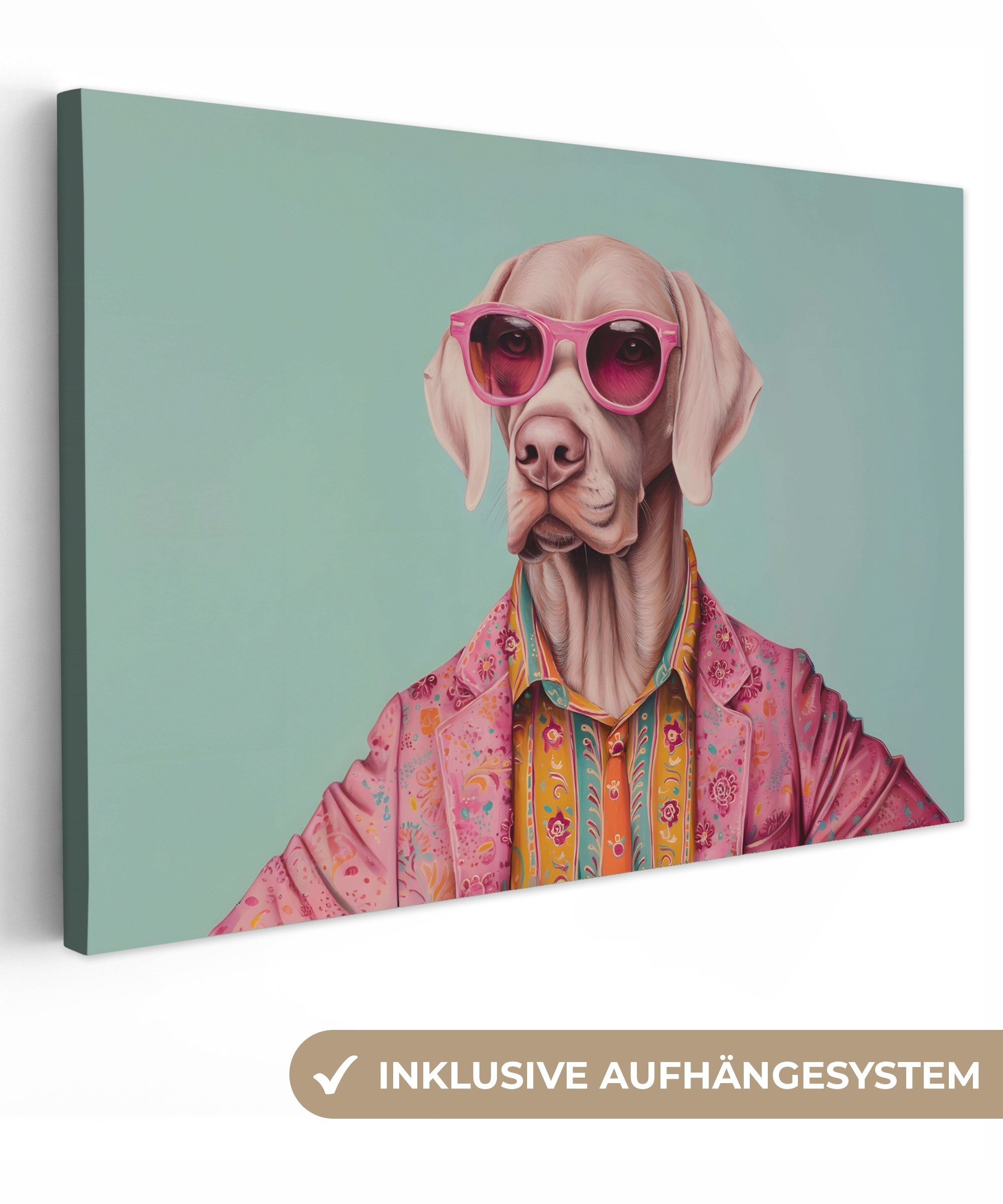 OneMillionCanvasses® Leinwandbild Hund - Hemd - günstig online kaufen