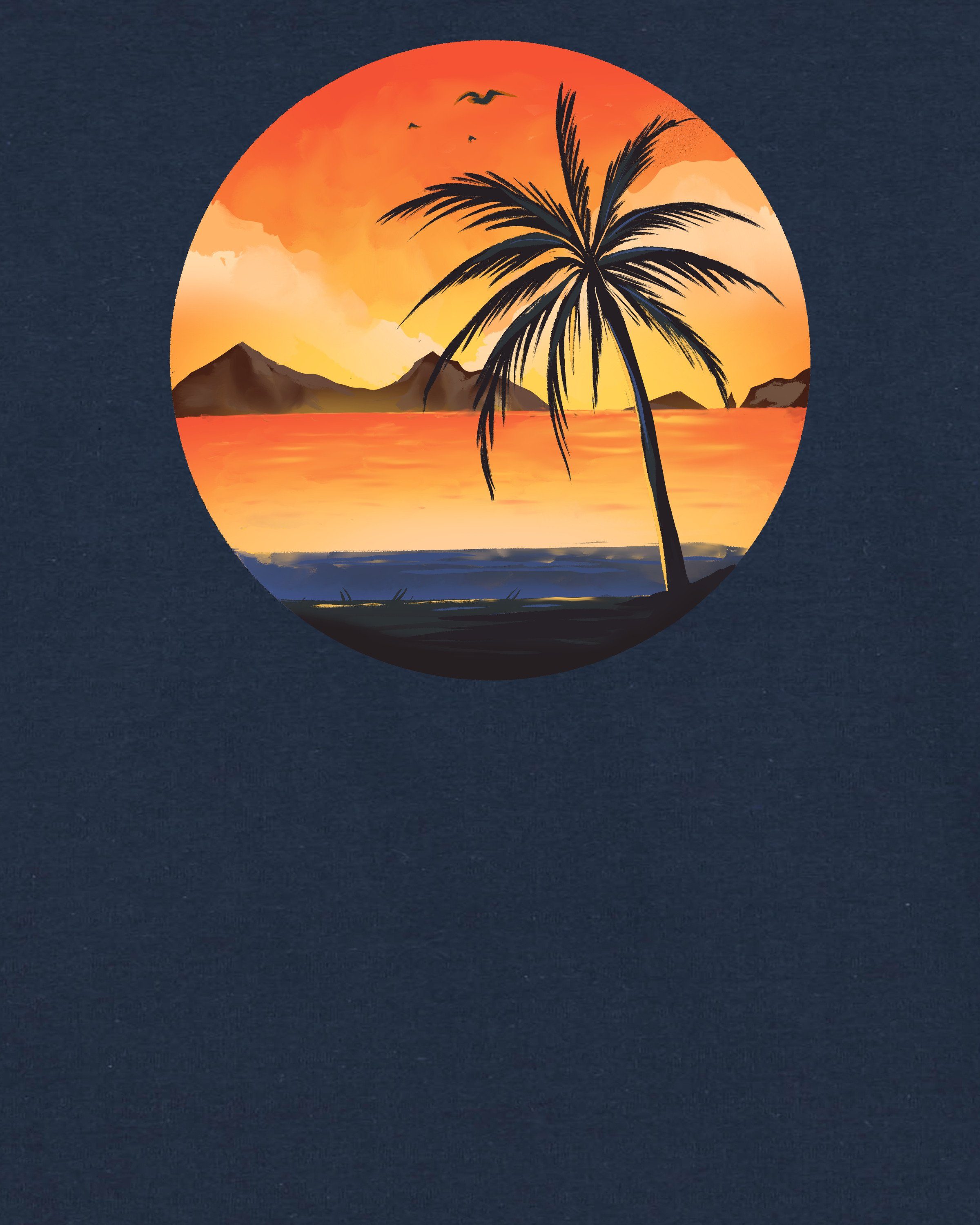 wat? Apparel Print-Shirt Sunset beach on palm dunkelblau (1-tlg)