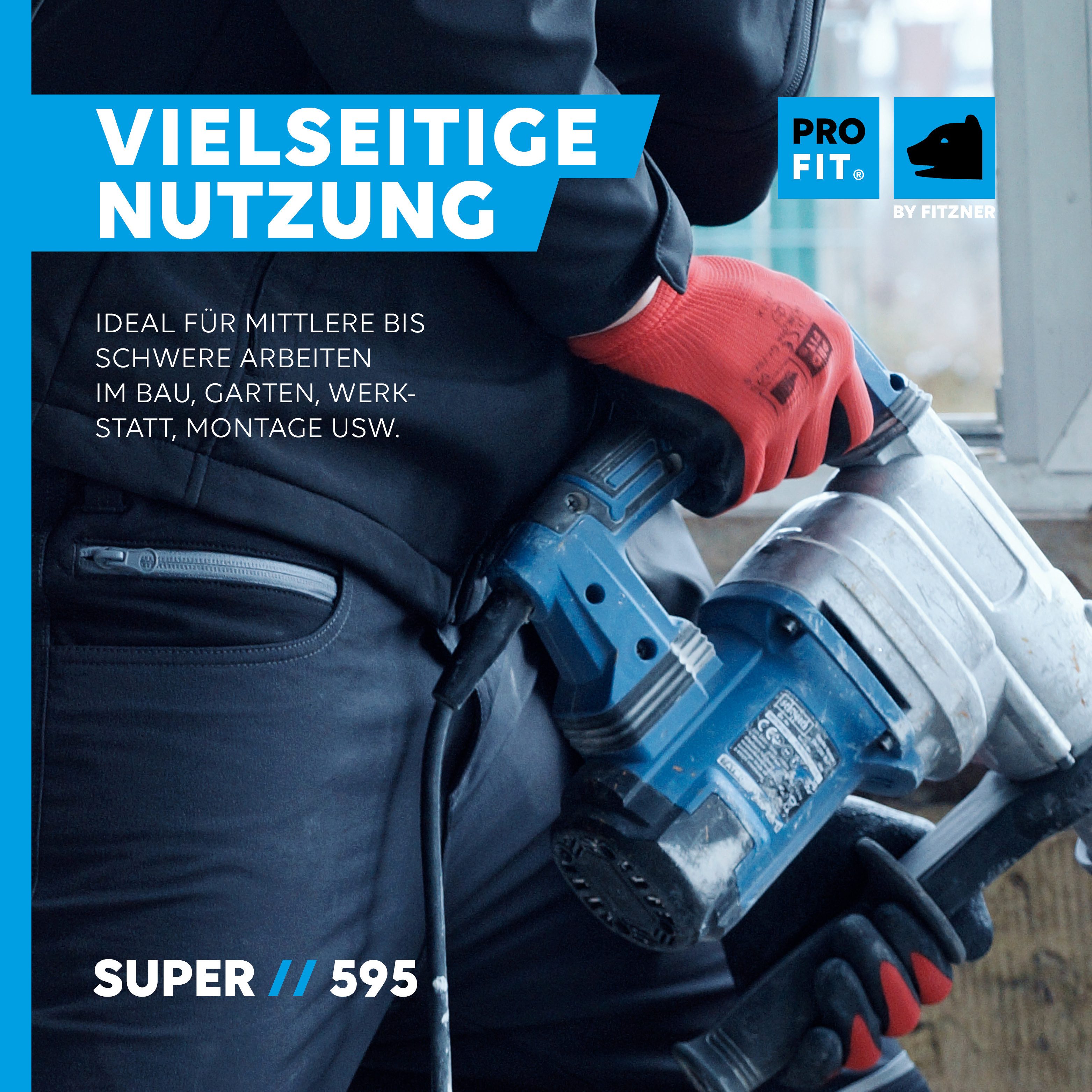 PRO FIT Mechaniker-Handschuhe Latex-Feinstrickhandschuh, Arbeitshandschuhe, Unisex (12, Paar) Wasserdichte Handinnenfläche