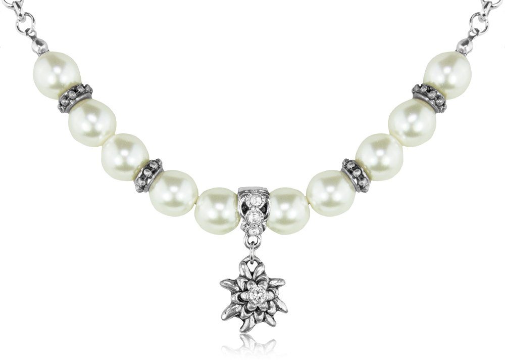 LUISIA® Perlenkette Halbperlenkette "Juliana" mit Edelweißanhänger günstig online kaufen