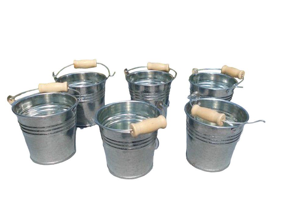 Übertopf Blecheimer Pflanztopfset 6 Stück Pflanztöpfe Blumentopf Tisch-Deko 8cm