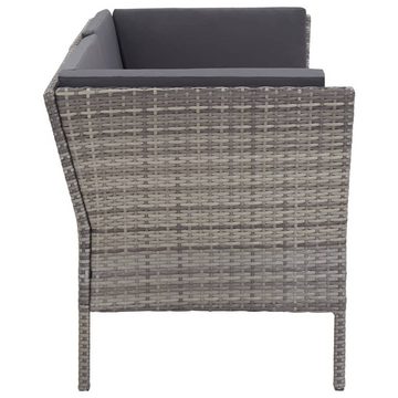 vidaXL Gartenlounge-Set 6-tlg. Garten-Sofagarnitur mit Auflagen Poly Rattan Grau, (6-tlg)