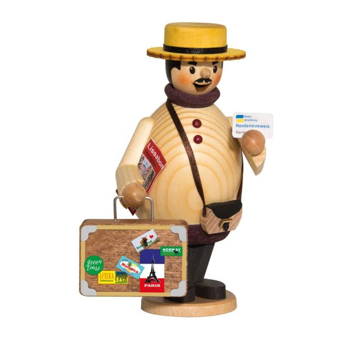 Kuhnert Räuchermännchen Kuhnert Räucherfigur aus Holz - Max als Rentner - Made in Germany, 100% Made in Germany, Erzgebirgische Holzkunst