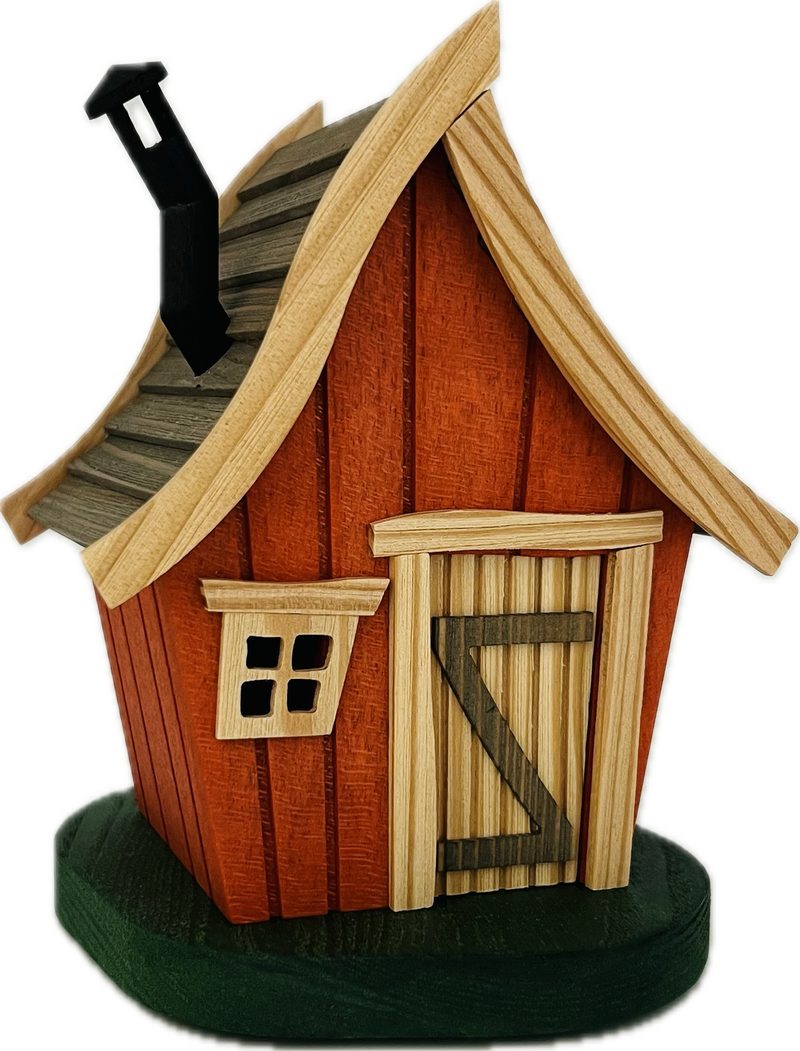 Richard Glaesser Räucherhaus Abenteuerhaus rot, Höhe 20cm, Handwerkskunst original Erzgebirge