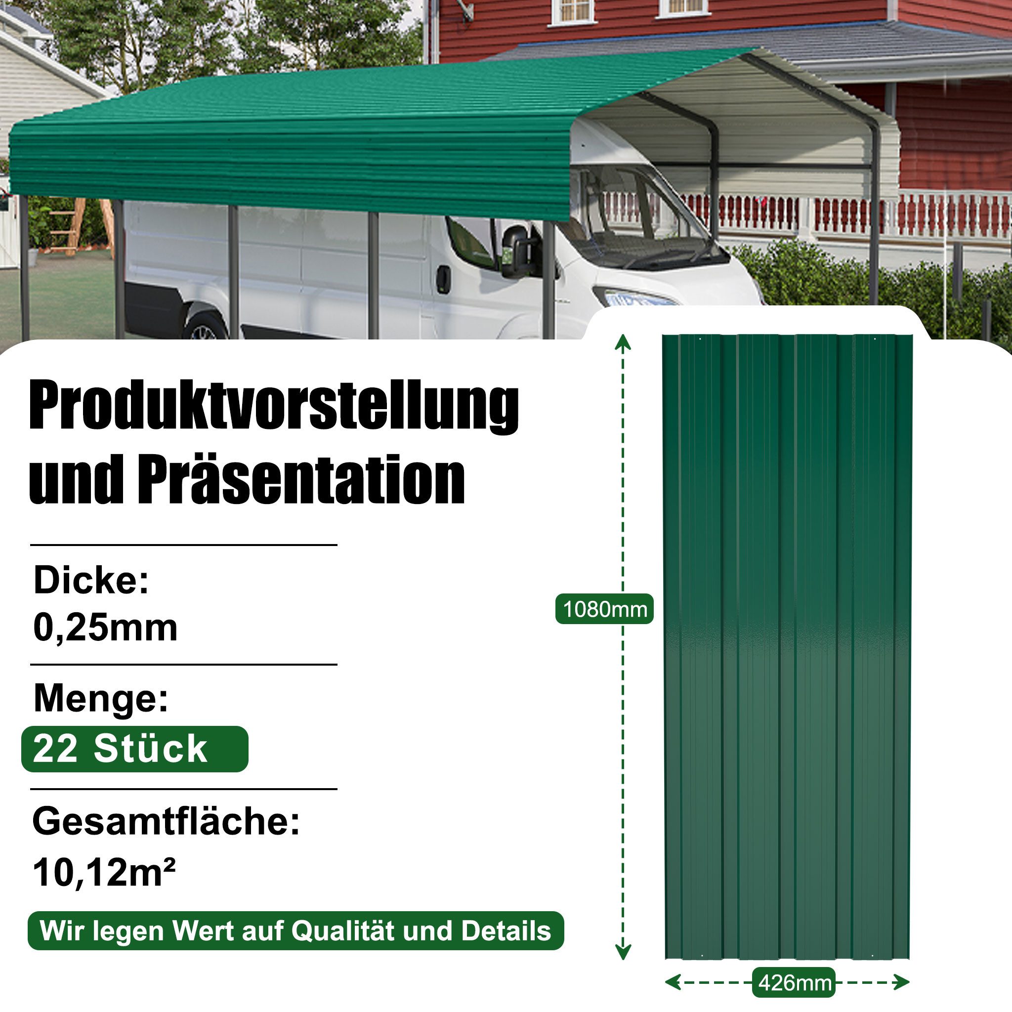 Thanaddo Trapezblech 22er Set Profilblech Trapezblech mit Schraube 10.12m²