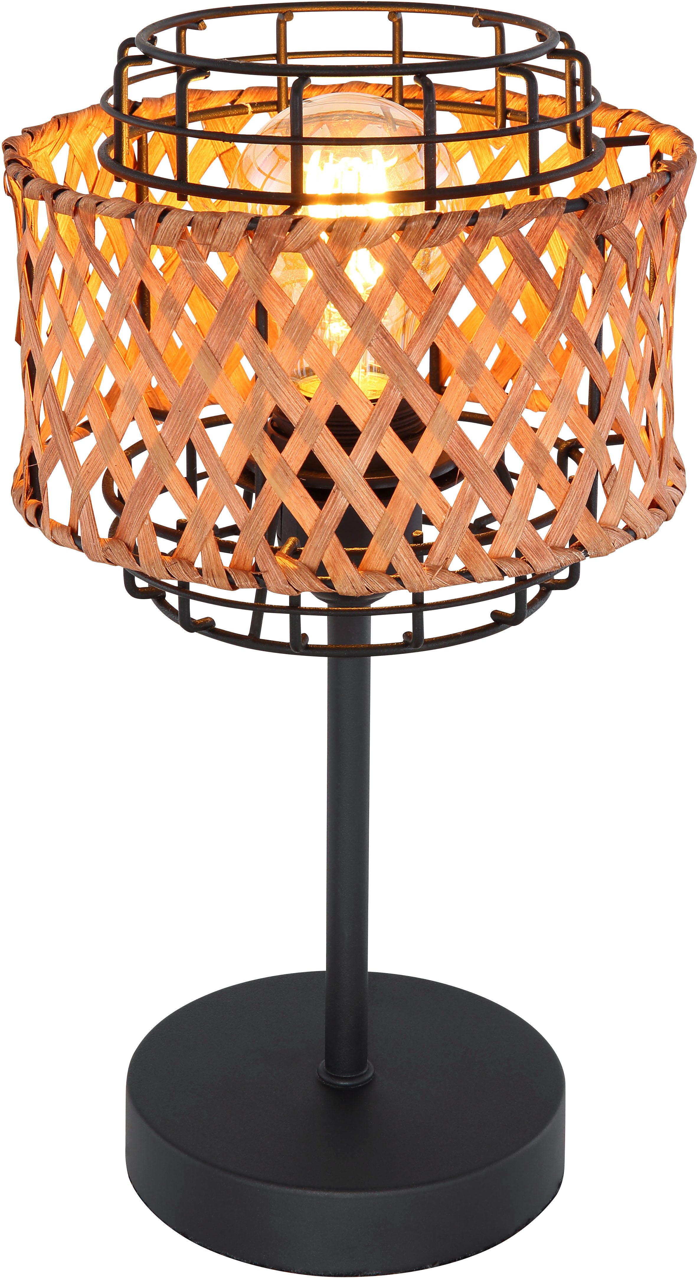 GLOBO LIGHTING Tischleuchte GINA, ohne Leuchtmittel, Tischlampe/Bambus/Geflecht/vintage/Wohnbereich/Schlafzimmer