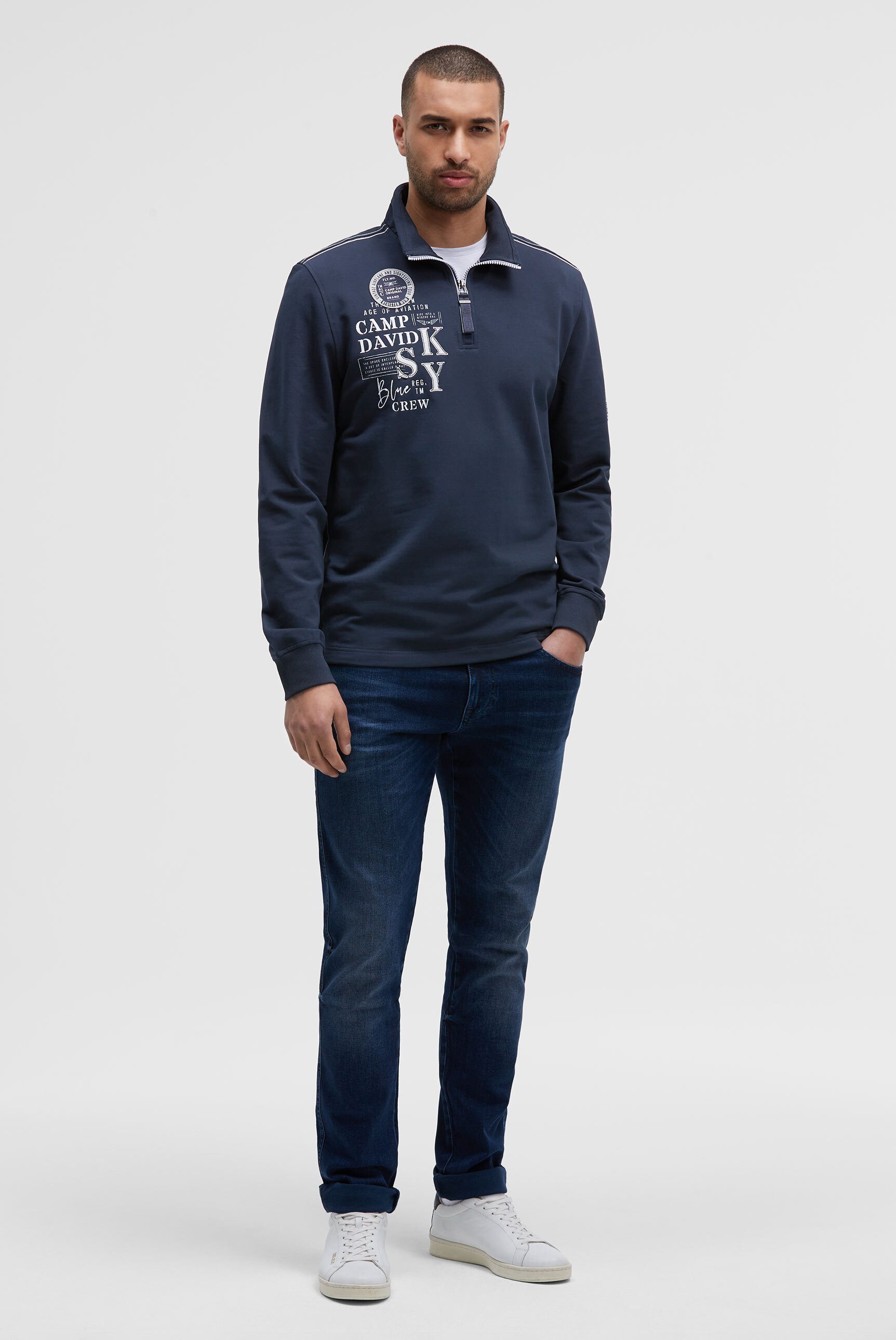 CAMP DAVID Sweater mit Kontrastnähten