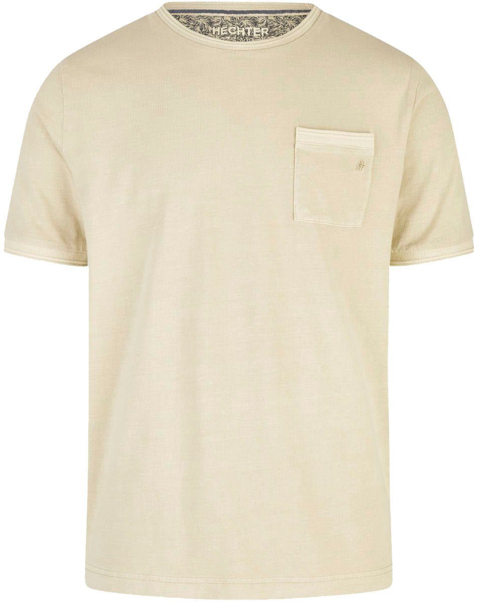 HECHTER PARIS T-Shirt mit Kontrastmuster innen am Ausschnitt sand | T-Shirts
