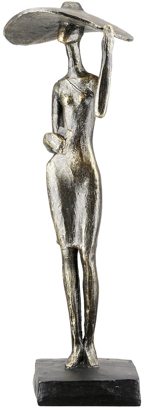 Casablanca by Gilde Dekofigur Skulptur Frau Lady mit Hut bronzefarben H. 33 günstig online kaufen