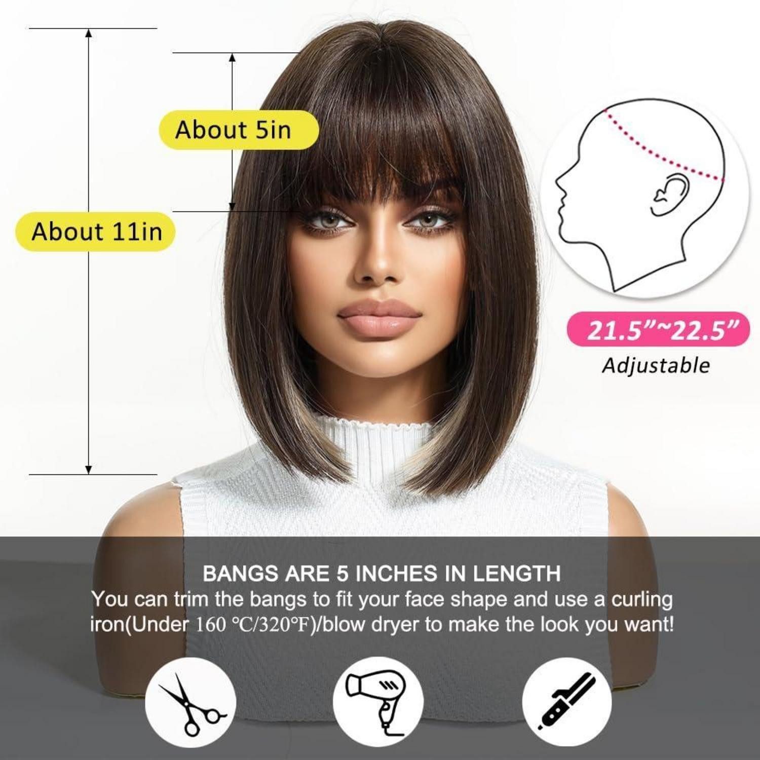 LuxusKollektion Kunsthaarperücke Braune Bob Perücke Kurz Gerade Synthetik Haar Frauen Cosplay Party