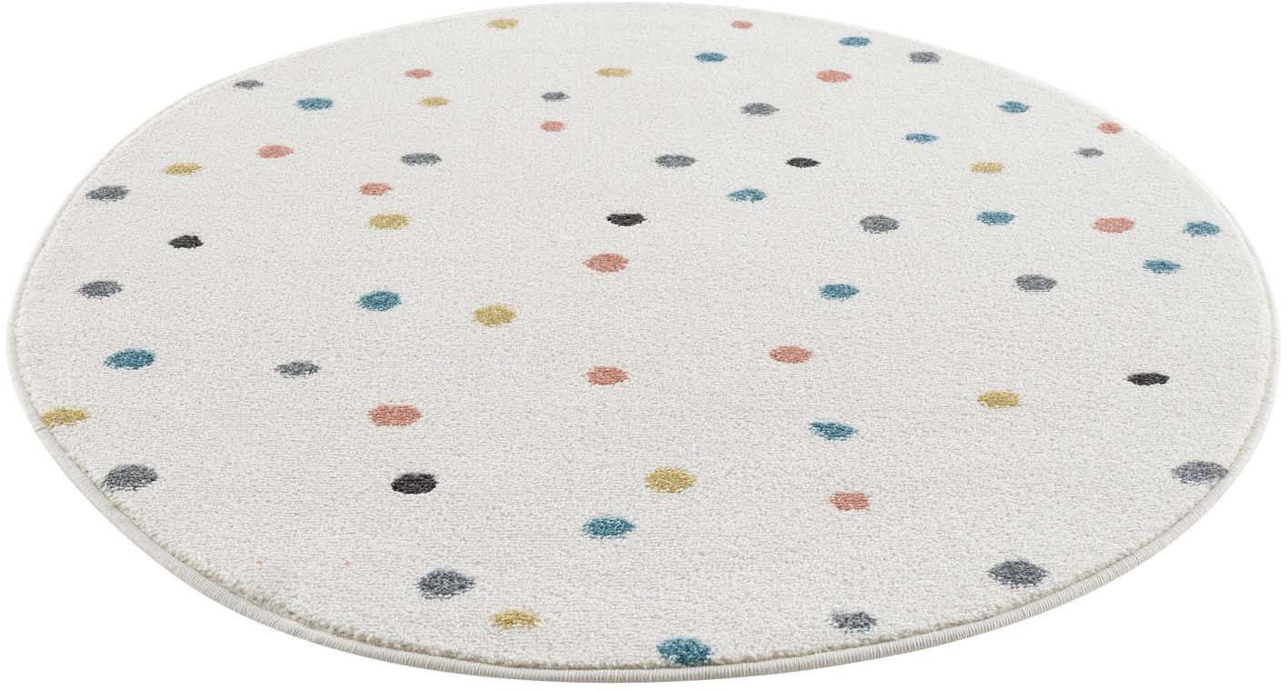 Kinderteppich Anime9396, Carpet City, rund, Höhe: 11 mm, Spielteppich, Bunte Punkte, Weicher Flor, Pflegeleicht, Kinderzimmer