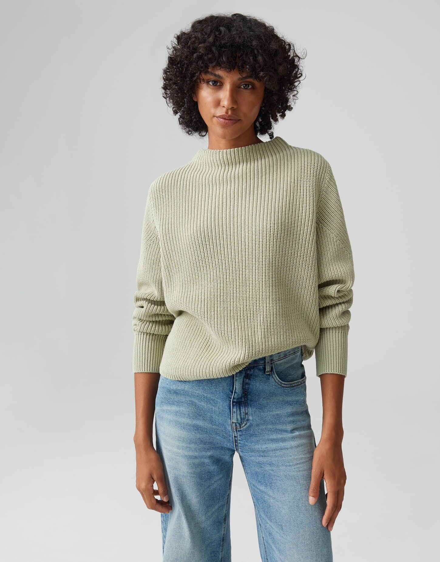 OPUS Strickpullover PONTELLE aus nachhaltigem BCI Cotton Funnel Neck, natür günstig online kaufen