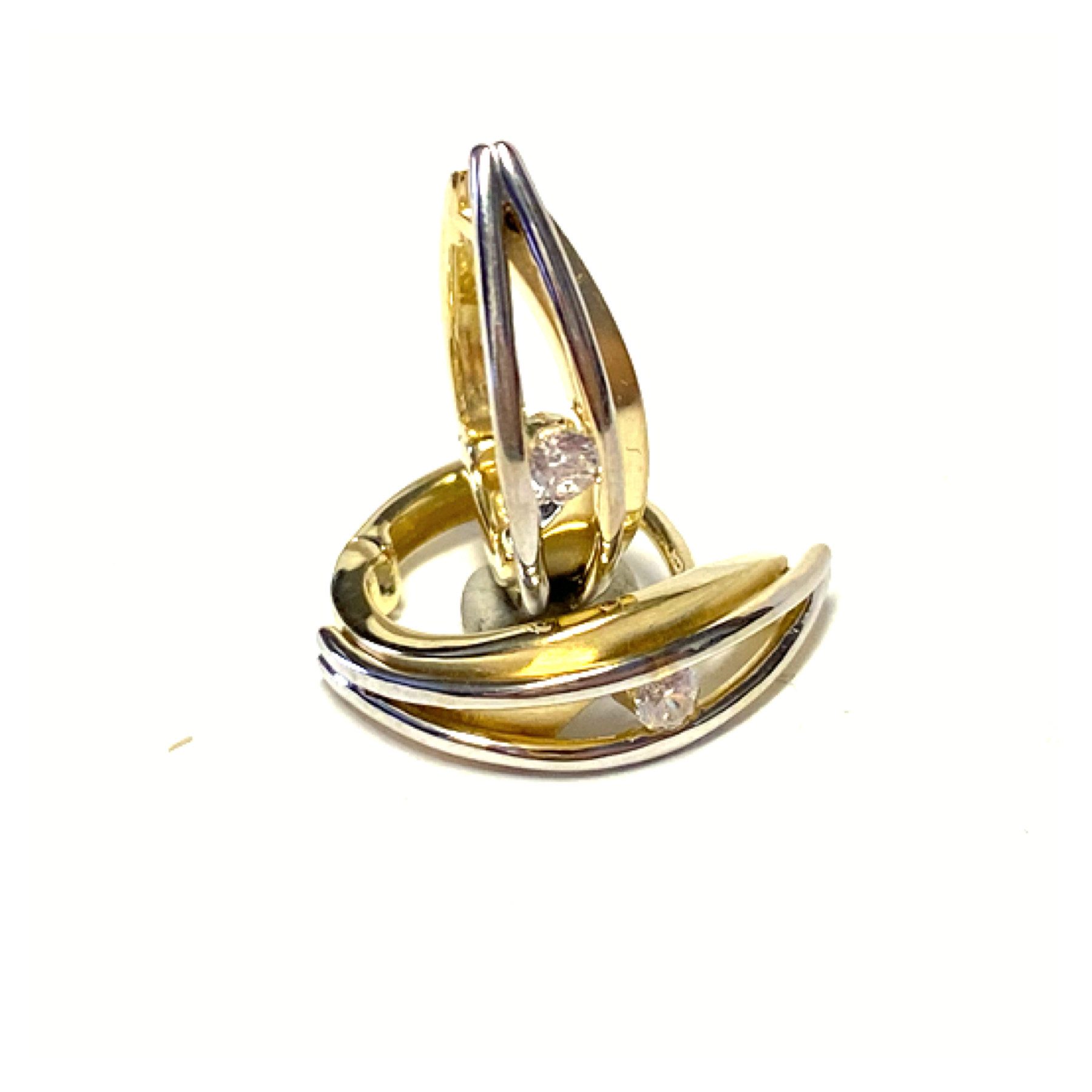Edelschmiede925 Paar Creolen Ohrringe Creolen Gold 333/- Gelbgold Zirkonia poliert bicolor