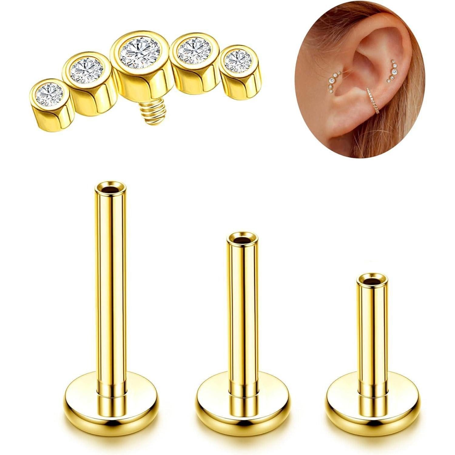 Adramata Piercing-Set G23 Titan Helix Tragus Piercing Set Innengewinde Medi günstig online kaufen