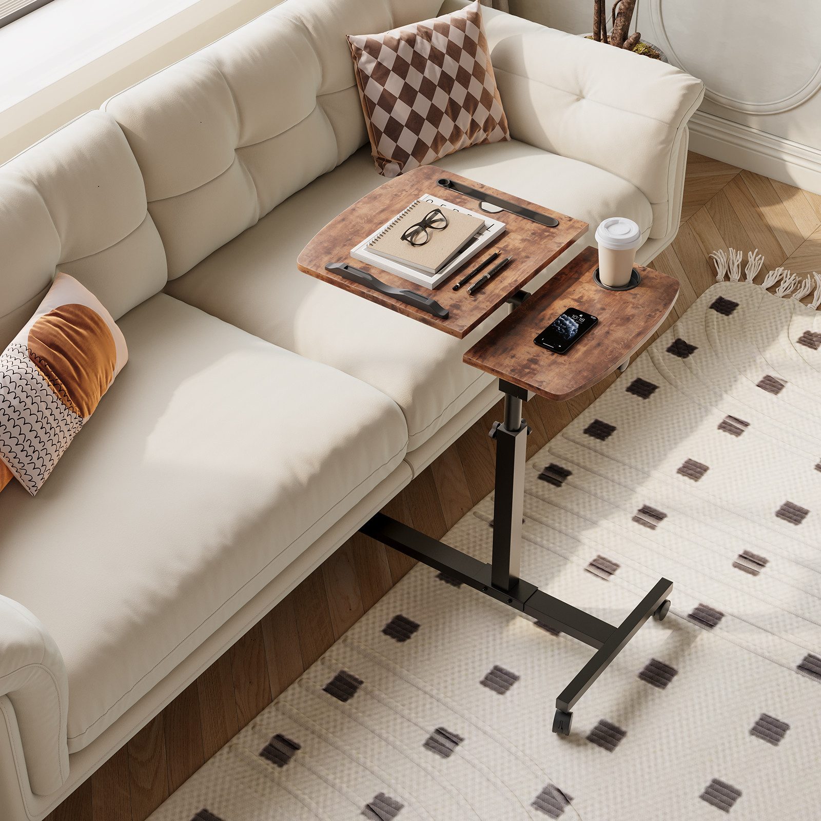 YOLEO Stehpult Laptoptisch Beistelltisch Höhenverstellbar 68,5-98cm mit 4 R günstig online kaufen