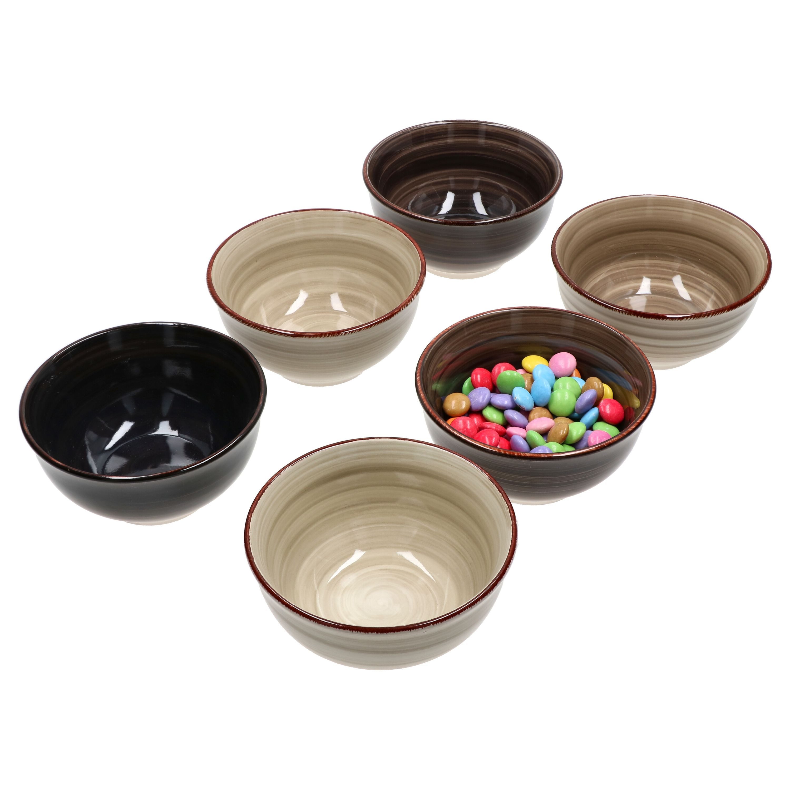 MamboCat Rührschüssel 6er Set Snack-/Dipschale Grey 12 cm - 24326864, Steingut