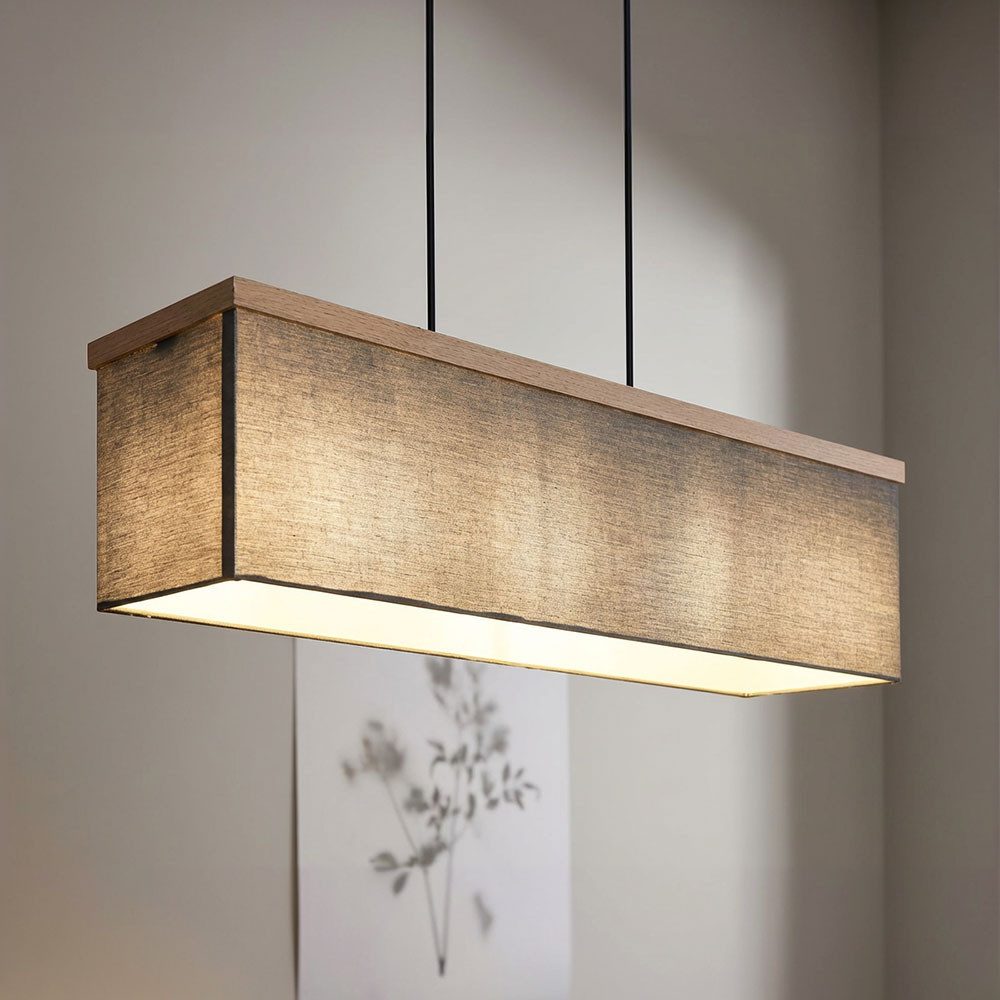 GLOBO LIGHTING Pendelleuchte, Leuchtmittel nicht inklusive, Esstischleuchte Hängelampe Textil anthrazit Holz Wohnzimmerlampe E27
