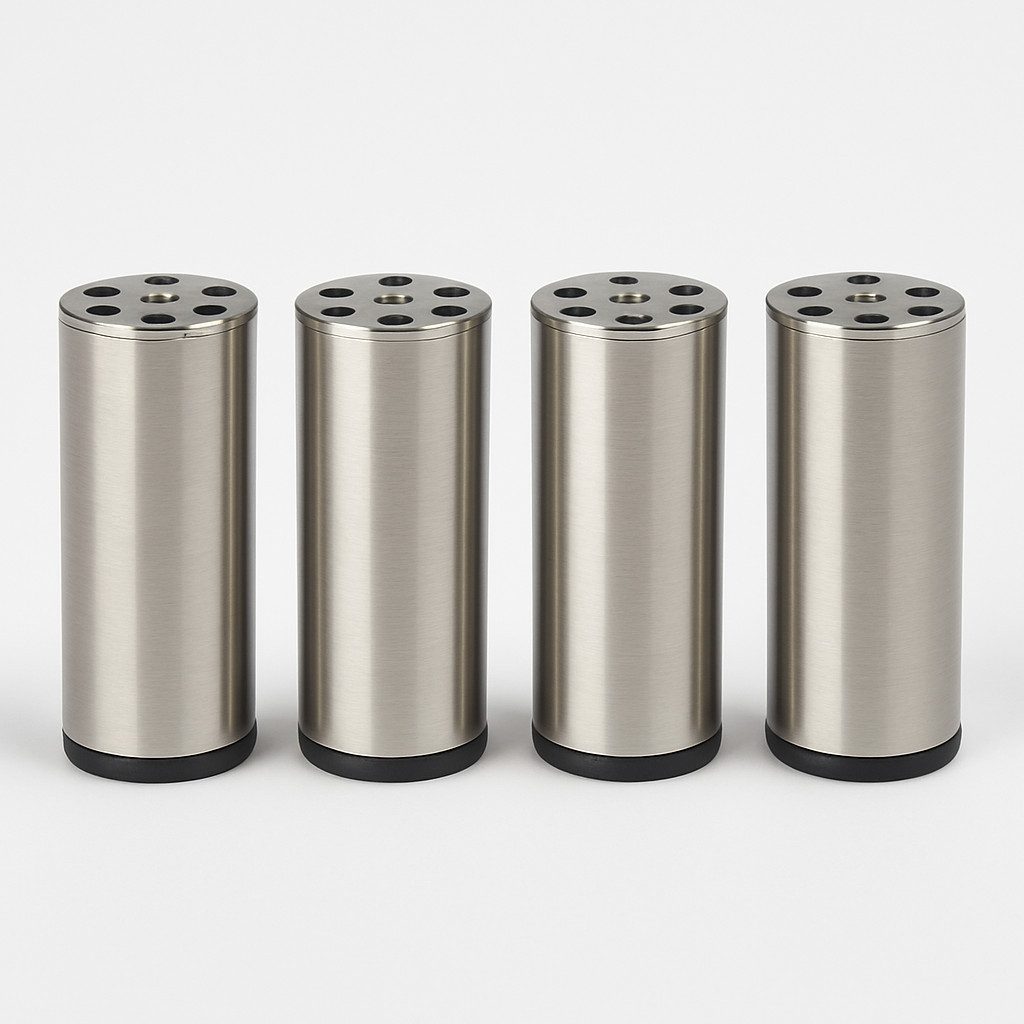 HOOZ Möbelfuß Möbelfüße 4er Set Edelstahl gebürstet – Silber matt – 80–150 mm, (Set, 4-St., 8 cm), in 4 verschiedenen Größen